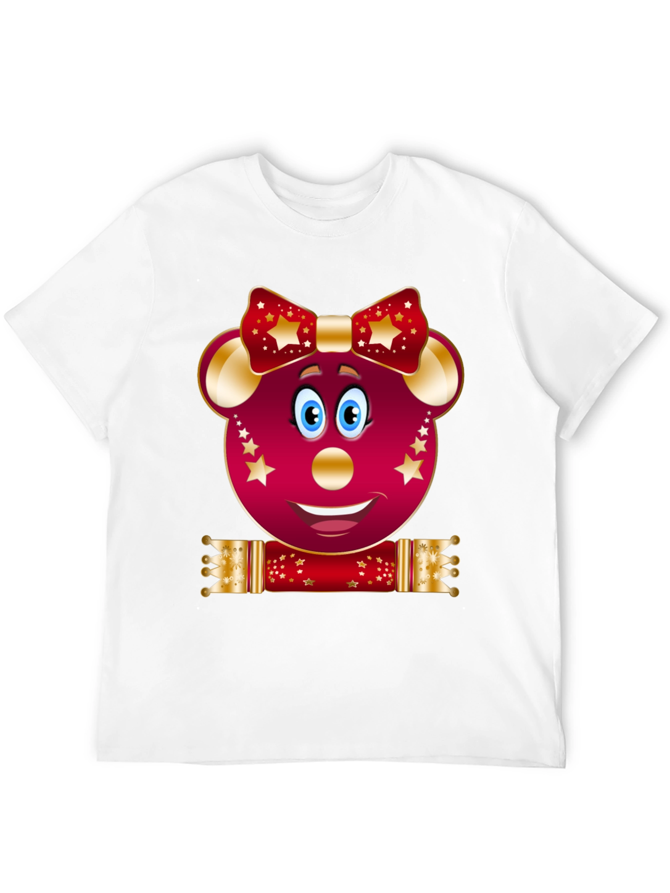 Festive Cartoon Mouse Black T-Shirt