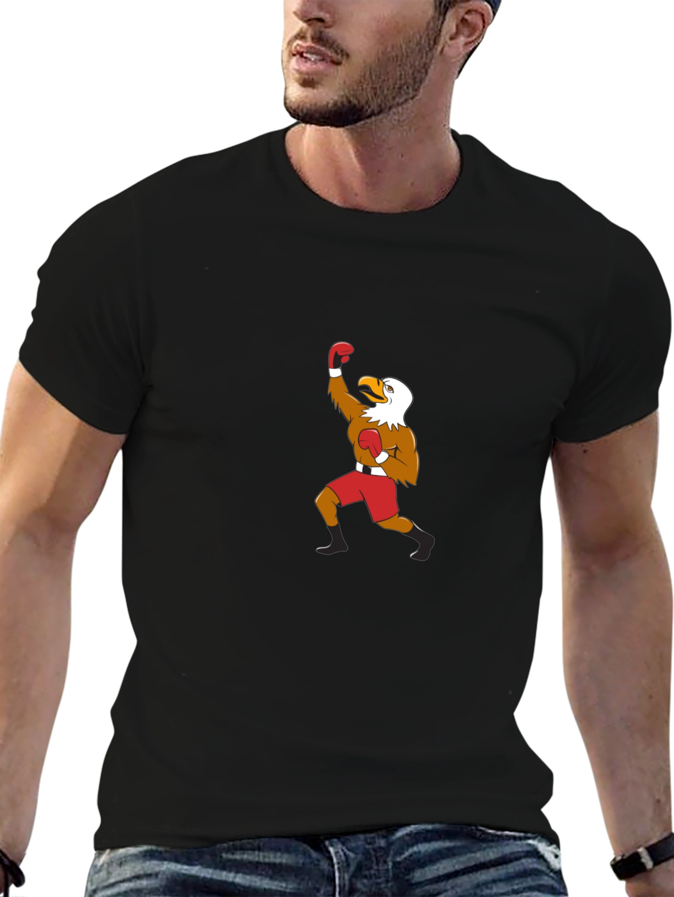 Eagle Boxer Graphic Tee - Mens Black T-Shirt