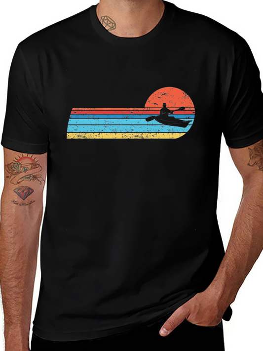 Retro Kayak Sunset Graphic Tee