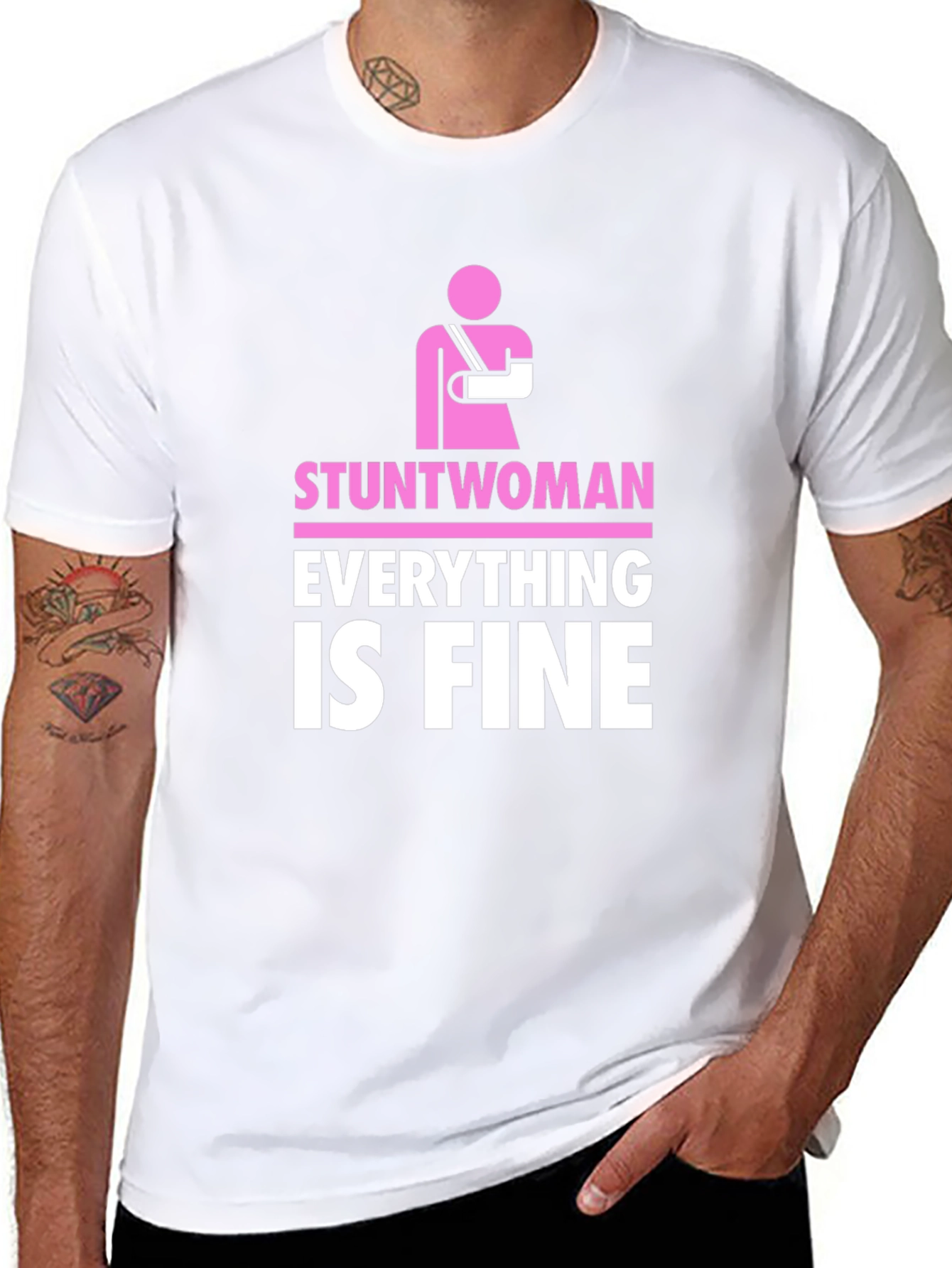 Stuntwoman Everything Is Fine Black T-Shirt