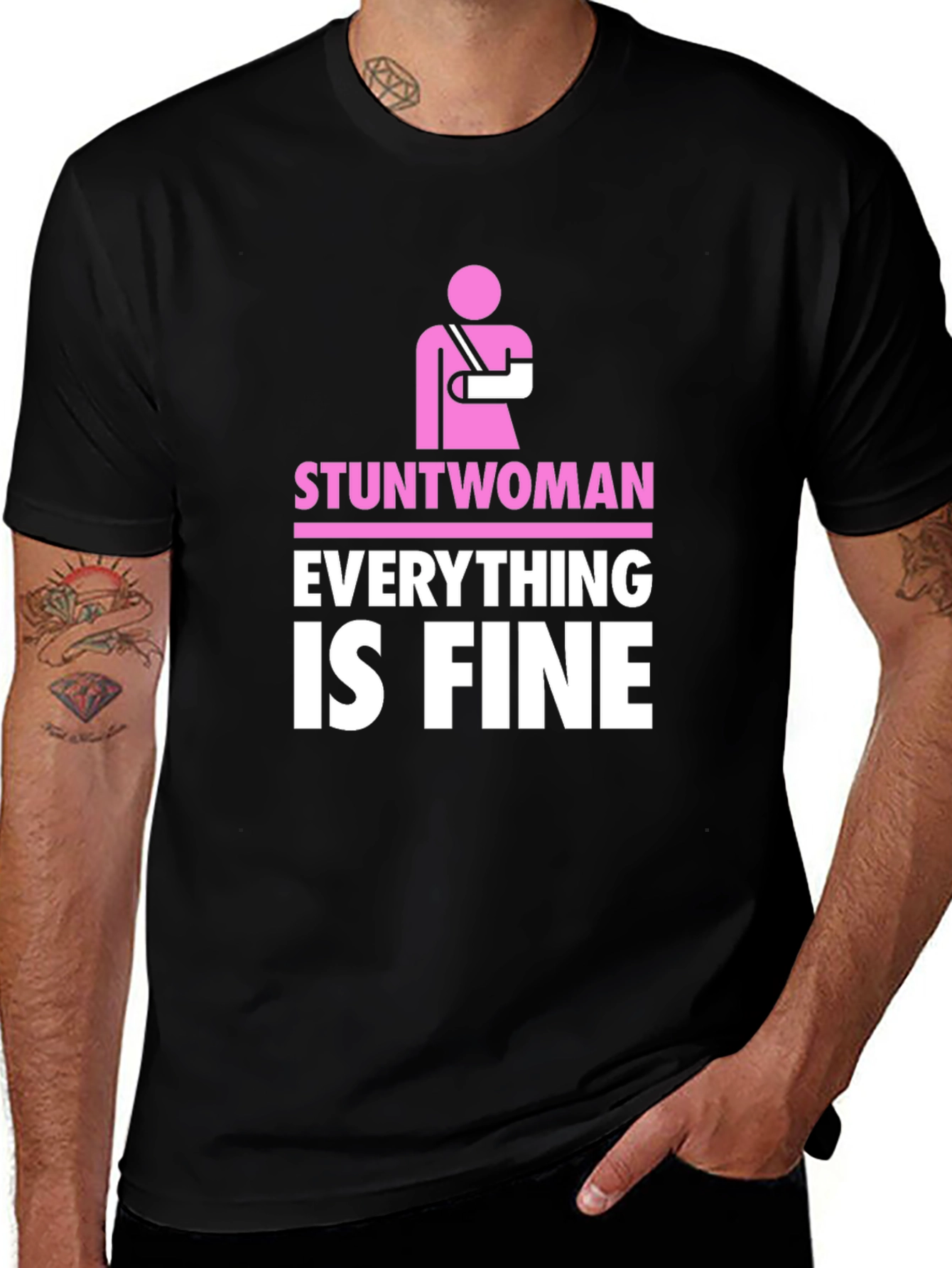 Stuntwoman Everything Is Fine Black T-Shirt