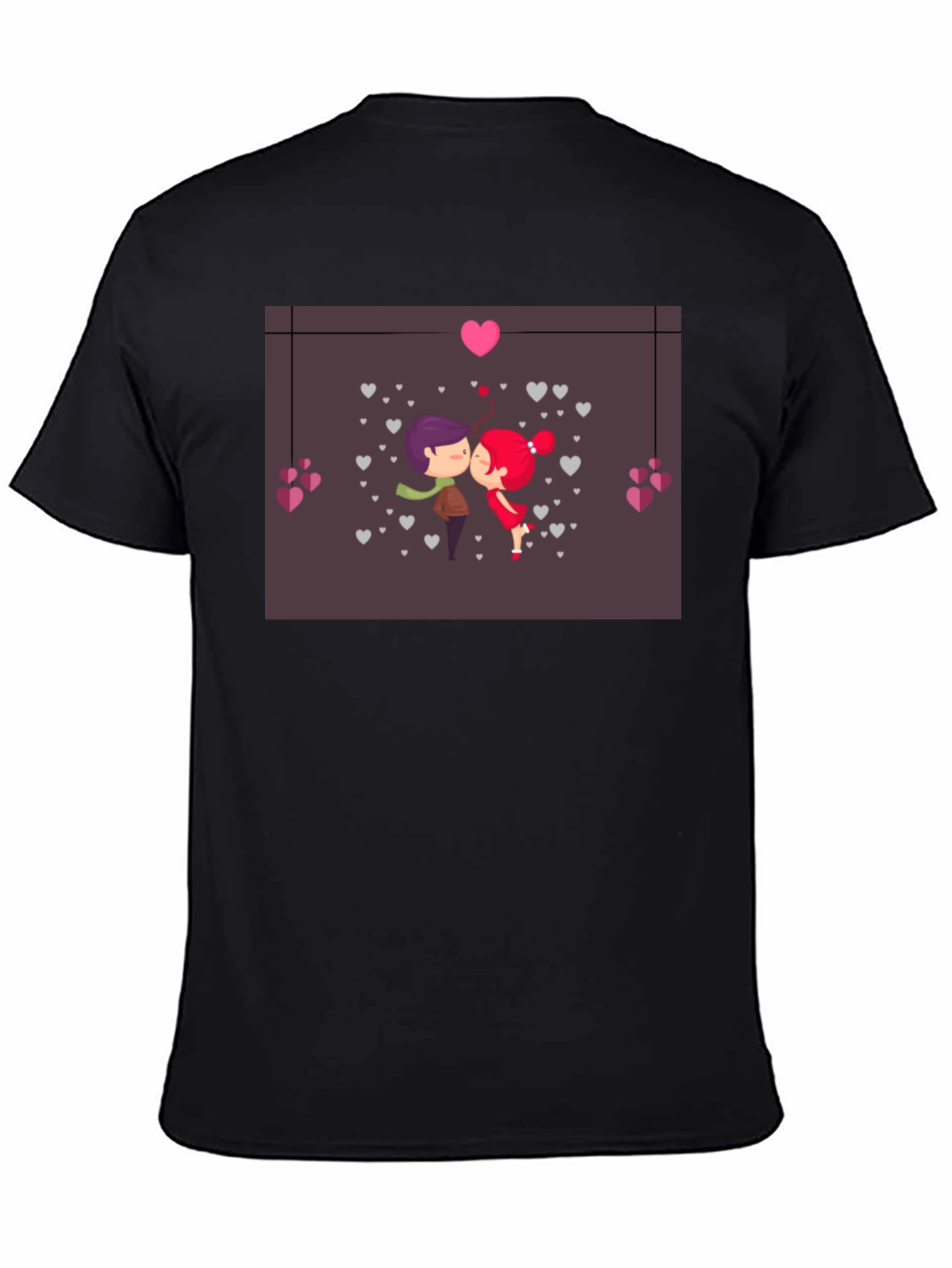 Love Cartoon Graphic Black T-Shirt