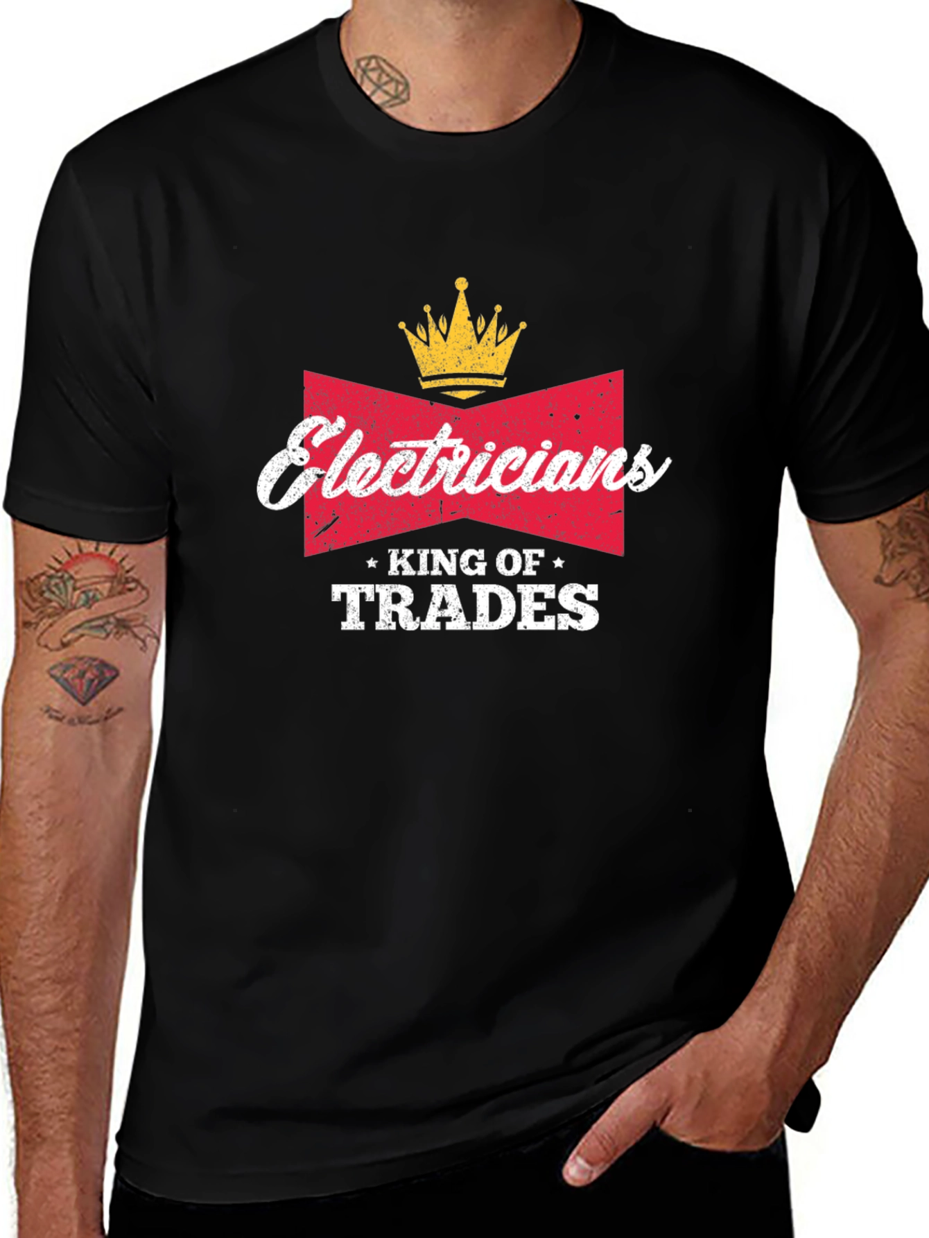 Electricians King of Trades Black T-Shirt