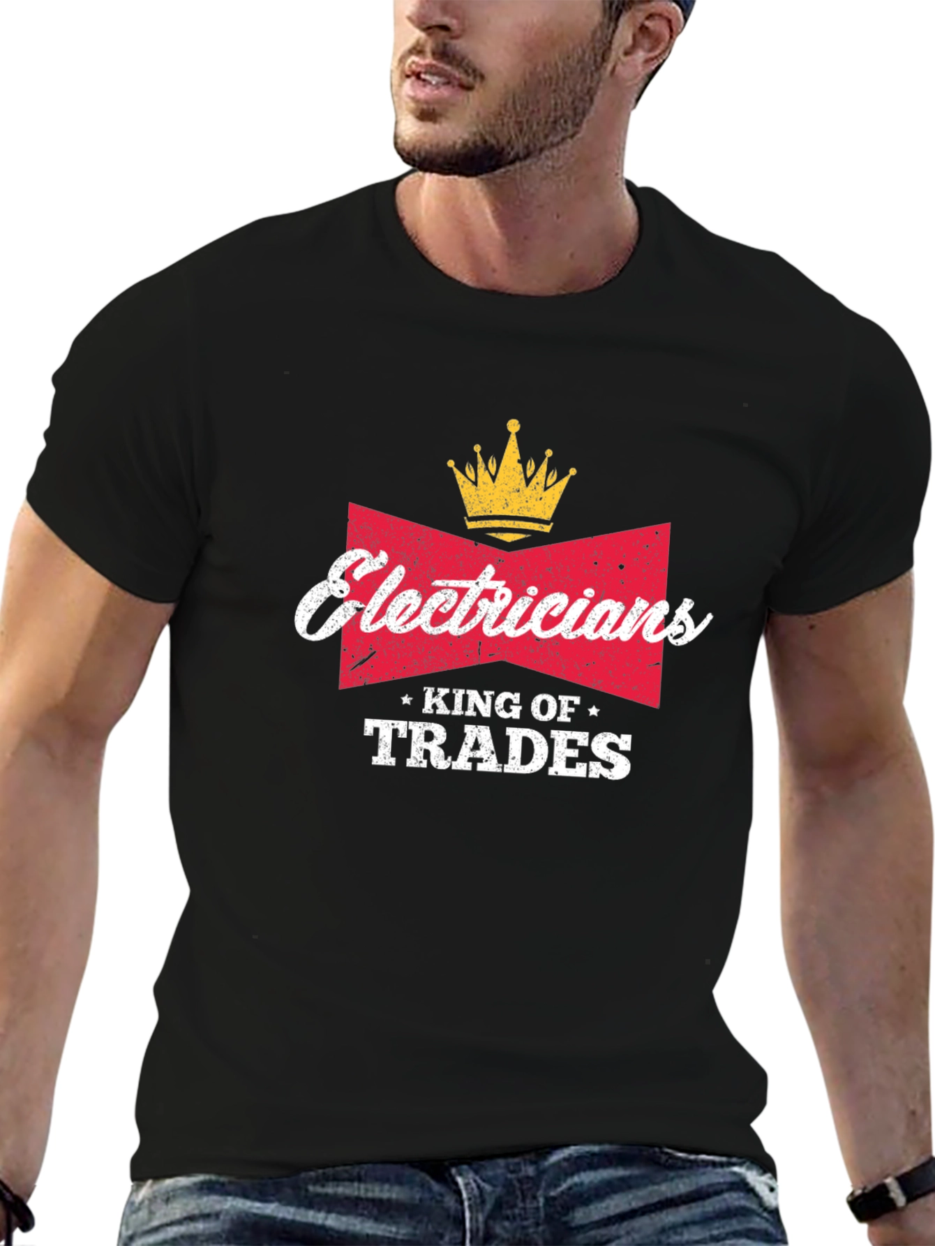 Electricians King of Trades Black T-Shirt
