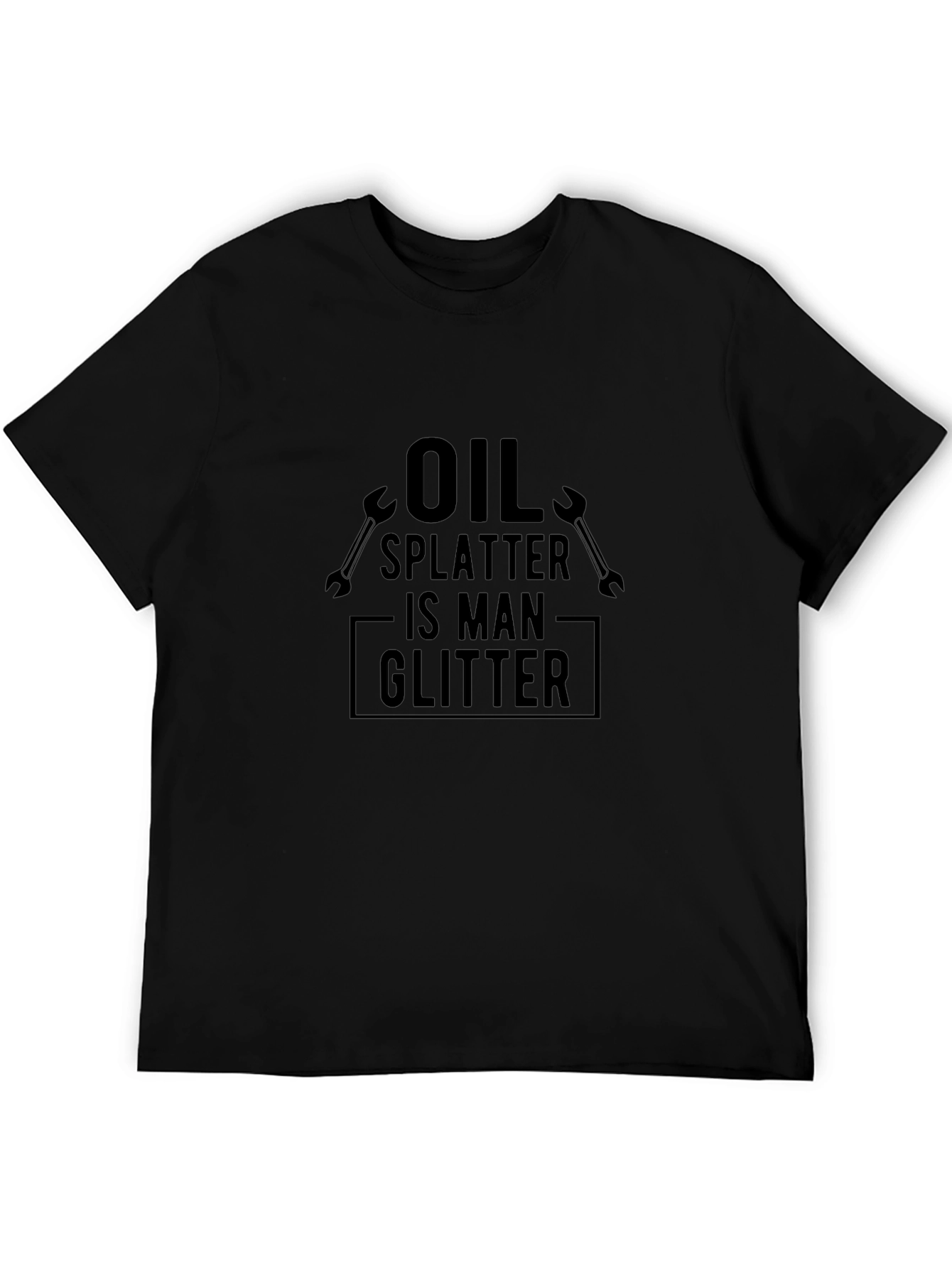 Oil Splatter Man Glitter Black Graphic T-Shirt