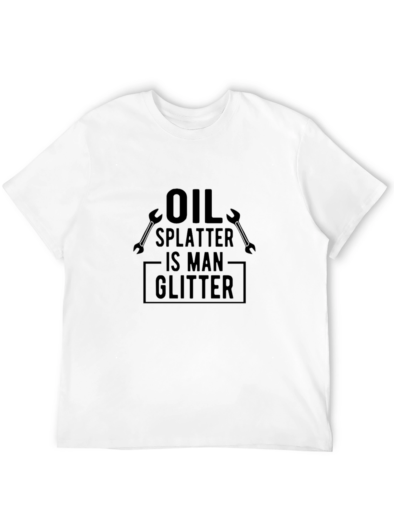 Oil Splatter Man Glitter Black Graphic T-Shirt