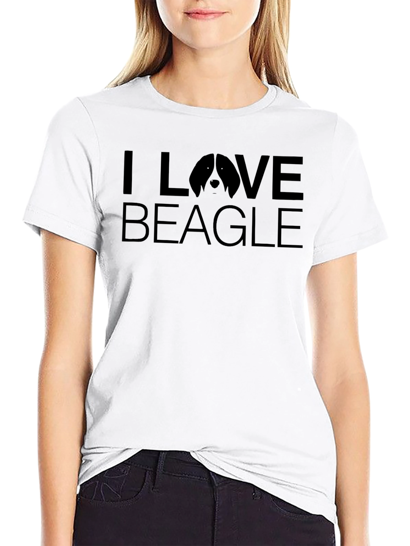 I Love Beagle Graphic Tee - Black