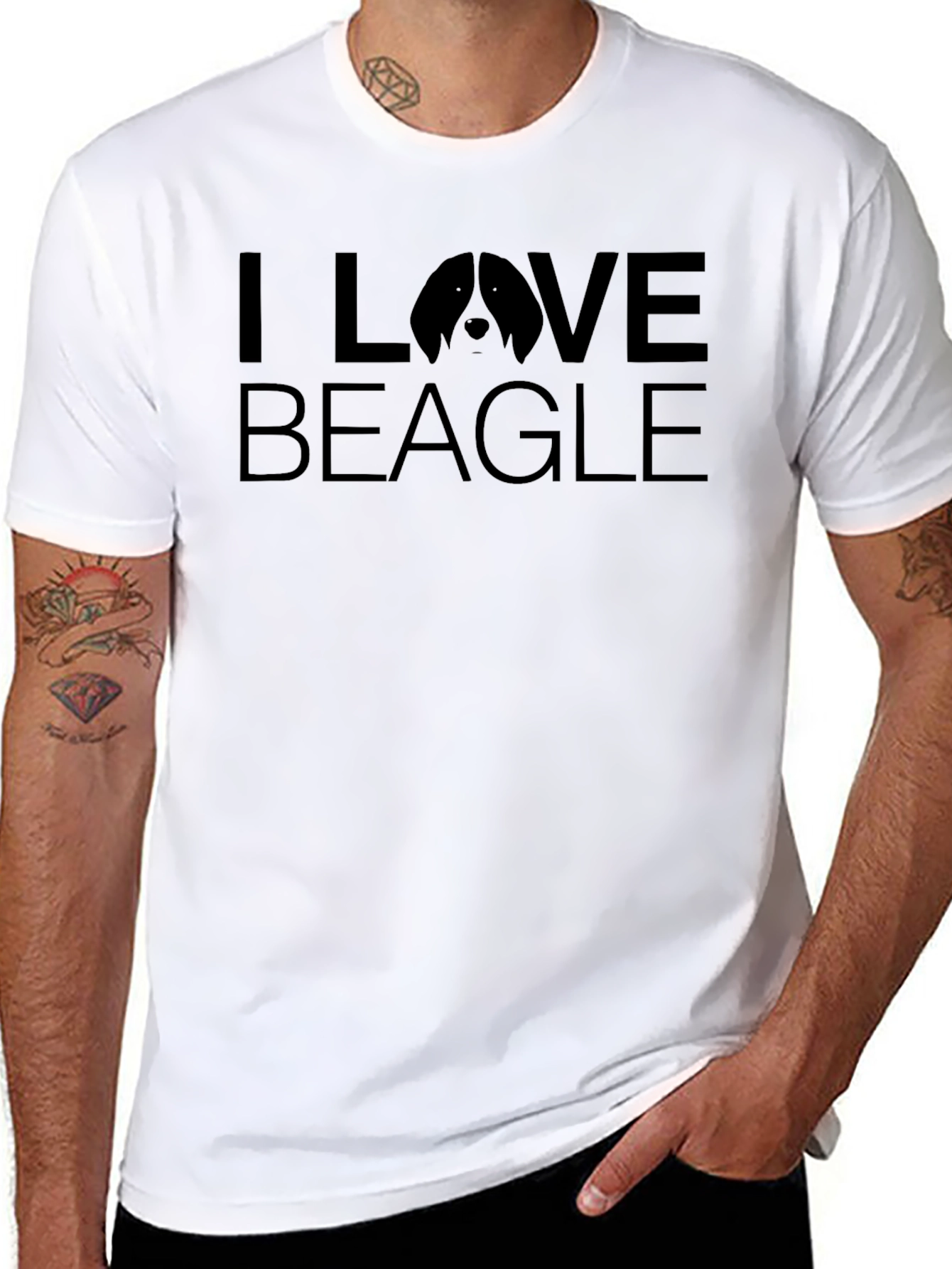 I Love Beagle Graphic Tee - Black