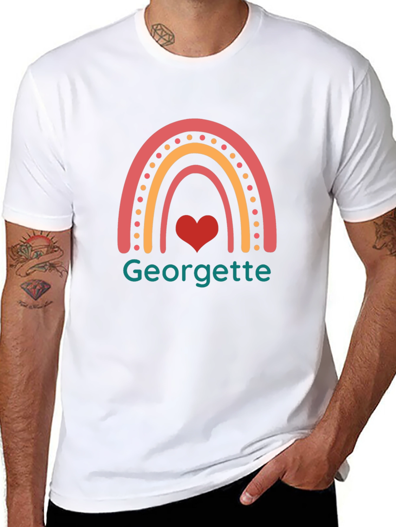 Georgette Rainbow Heart T-Shirt - Black