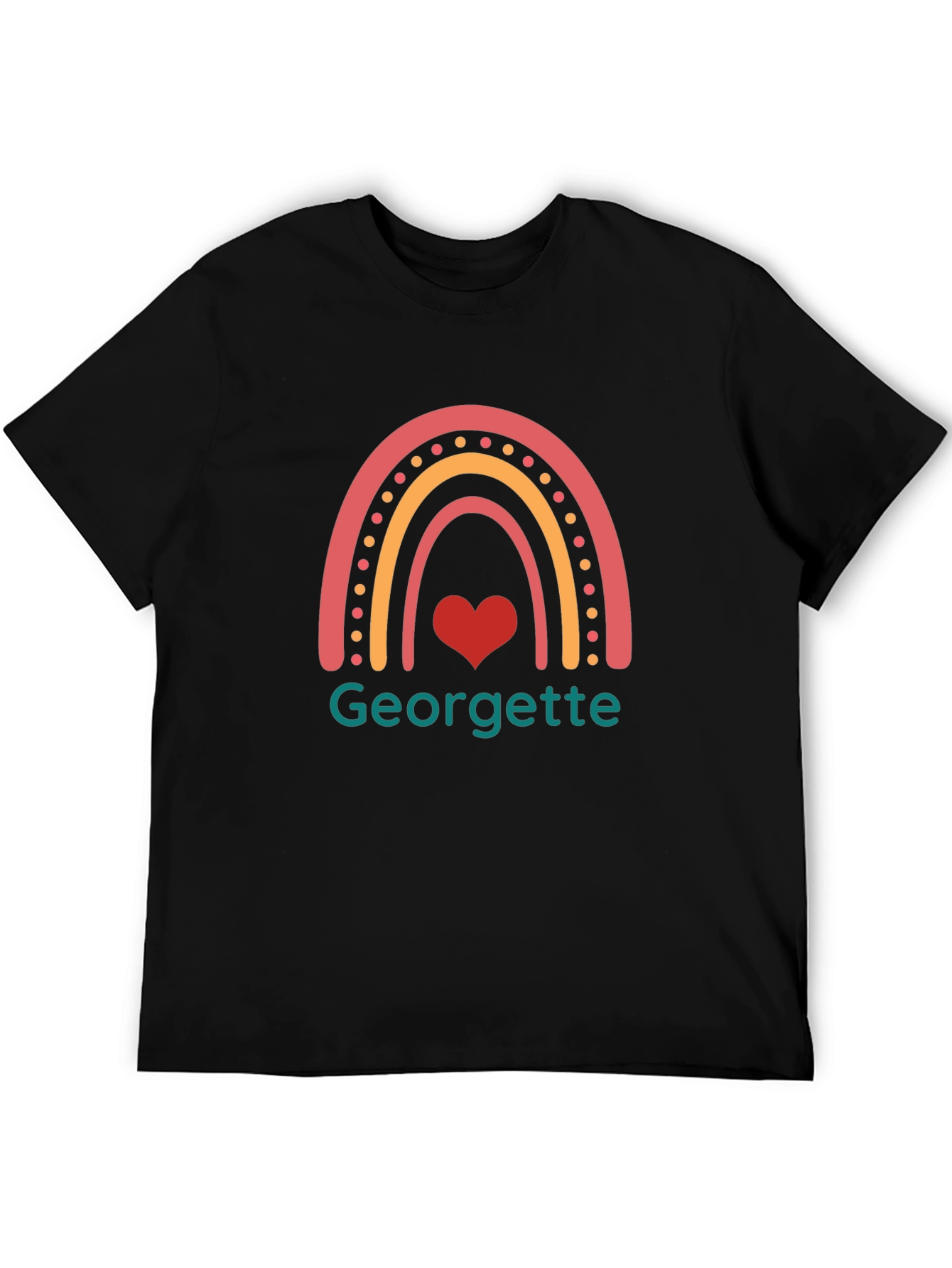 Georgette Rainbow Heart T-Shirt - Black