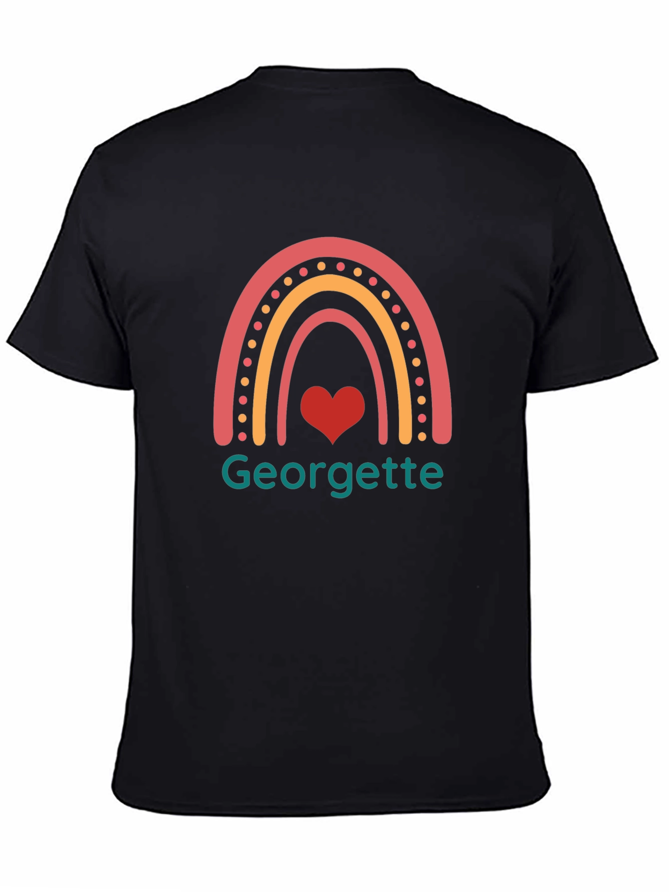 Georgette Rainbow Heart T-Shirt - Black