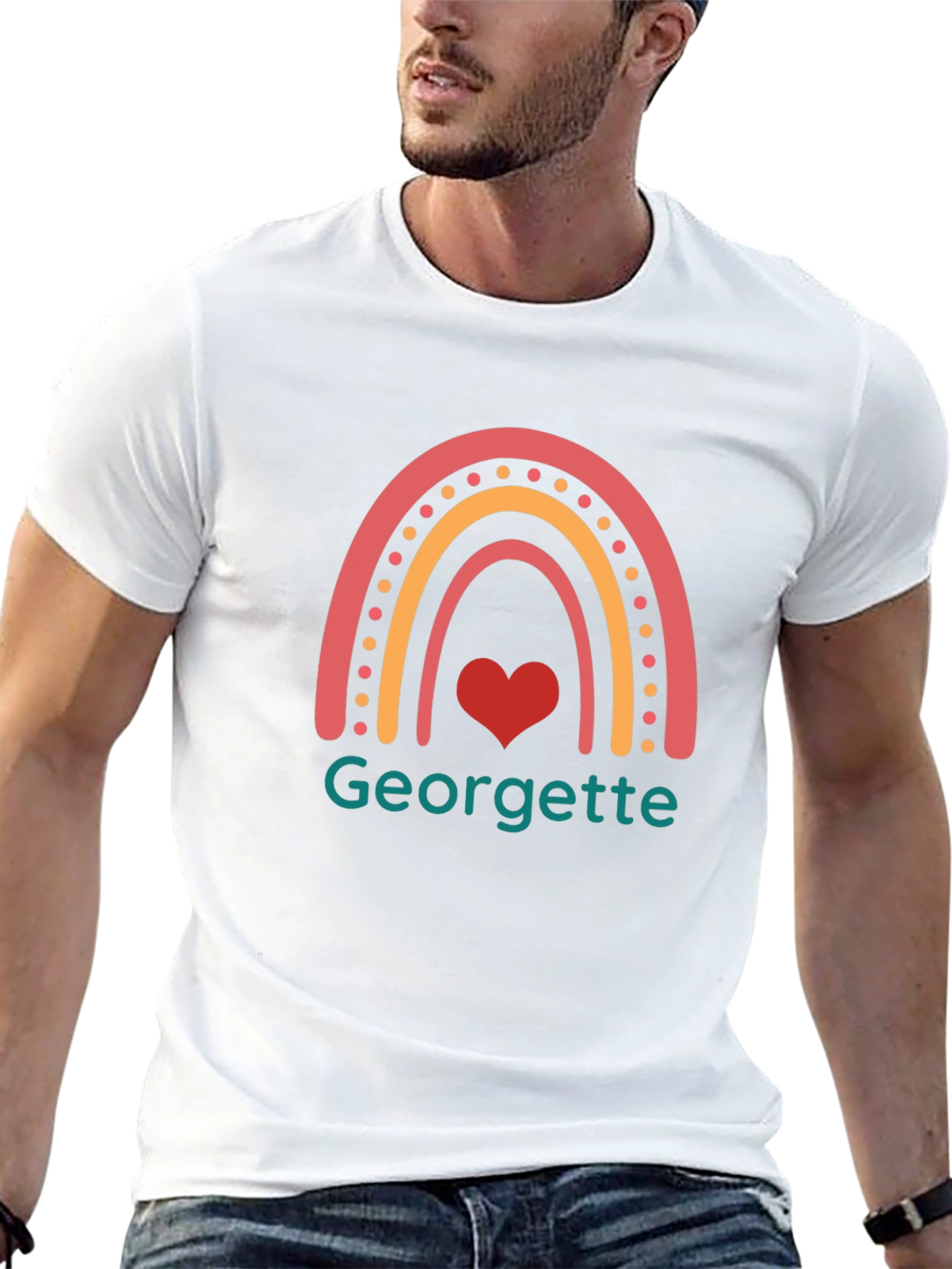 Georgette Rainbow Heart T-Shirt - Black