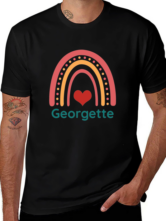 Georgette Rainbow Heart T-Shirt - Black