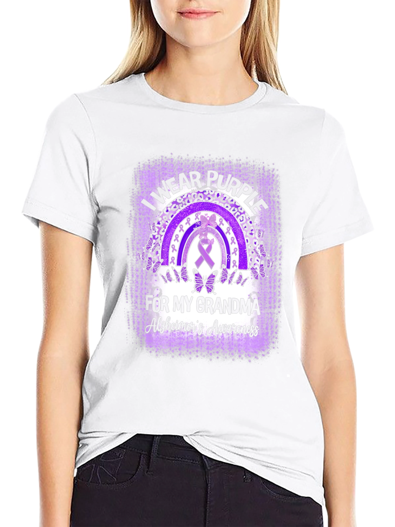 Purple Alzheimers Awareness Grandma T-Shirt