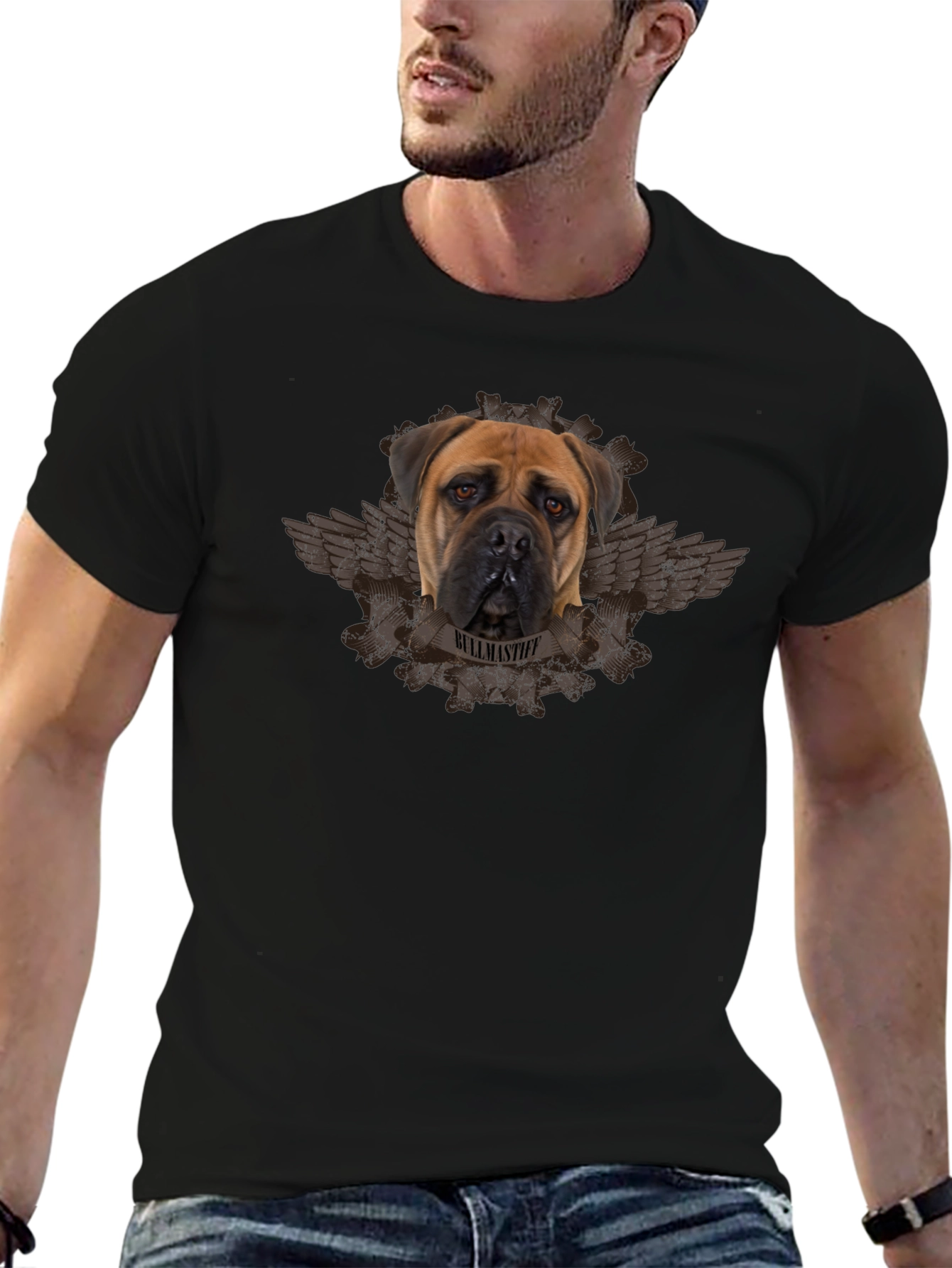 Bullmastiff Dog Graphic Black T-Shirt