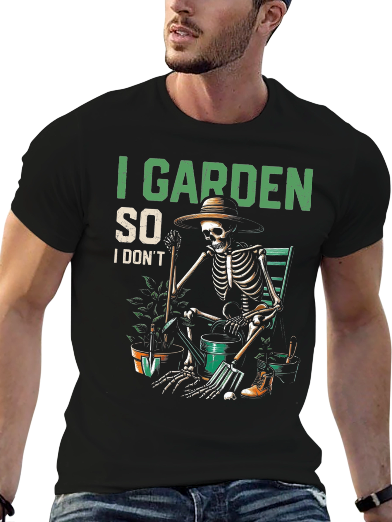 I Garden So I Dont Kill People Skeleton T-Shirt