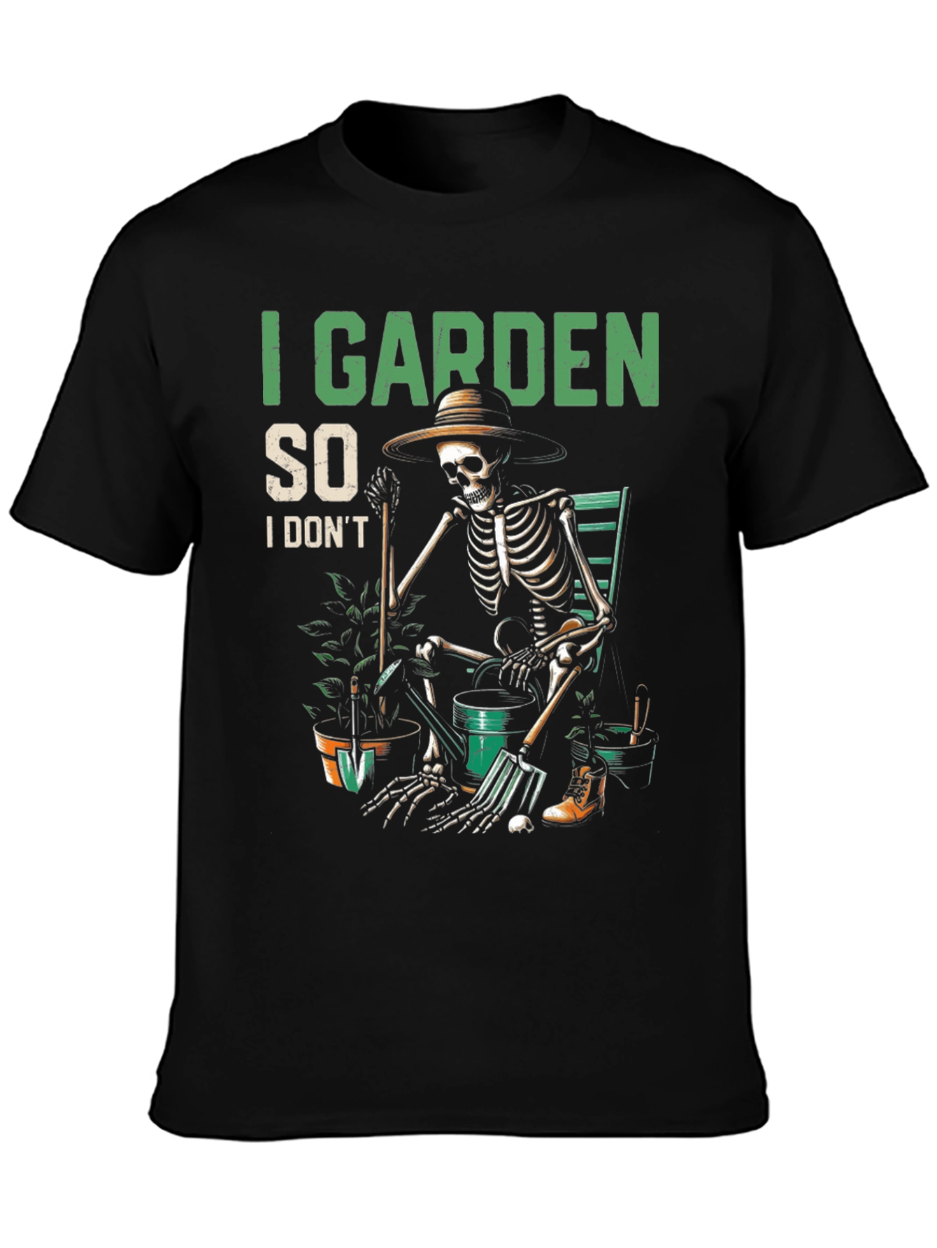 I Garden So I Dont Kill People Skeleton T-Shirt