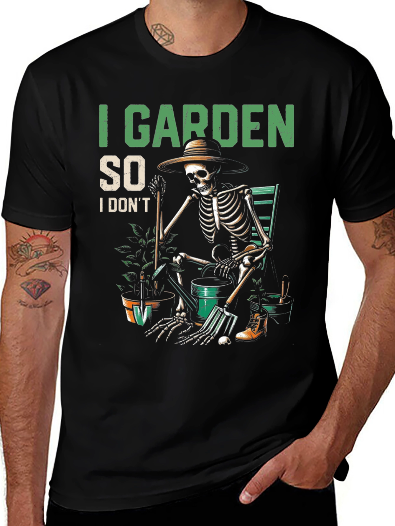 I Garden So I Dont Kill People Skeleton T-Shirt