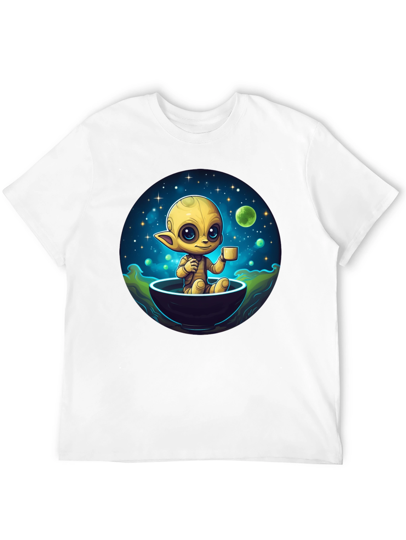 Cute Alien Drinking Coffee T-Shirt