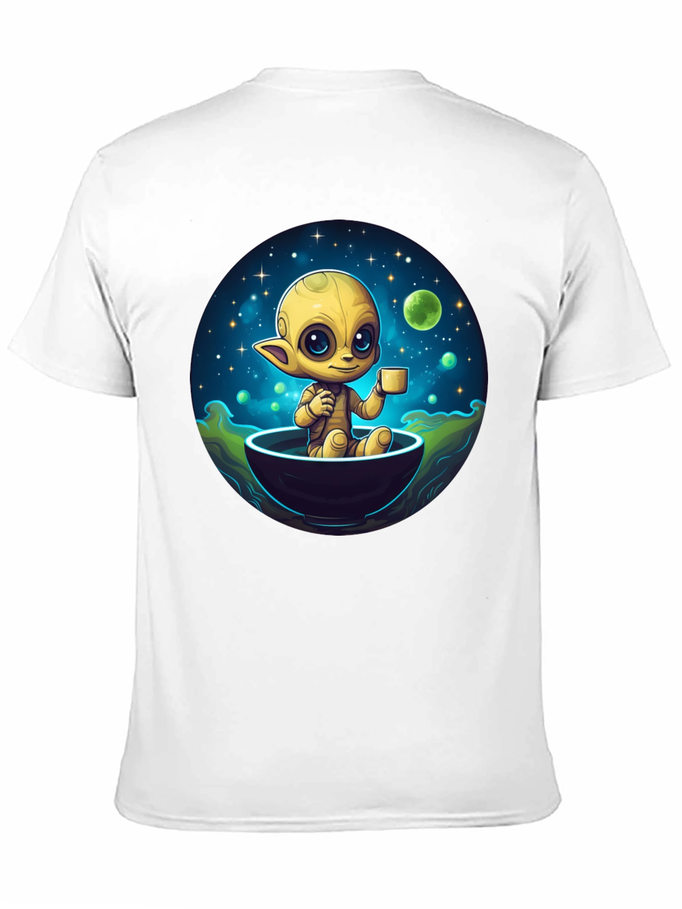 Cute Alien Drinking Coffee T-Shirt
