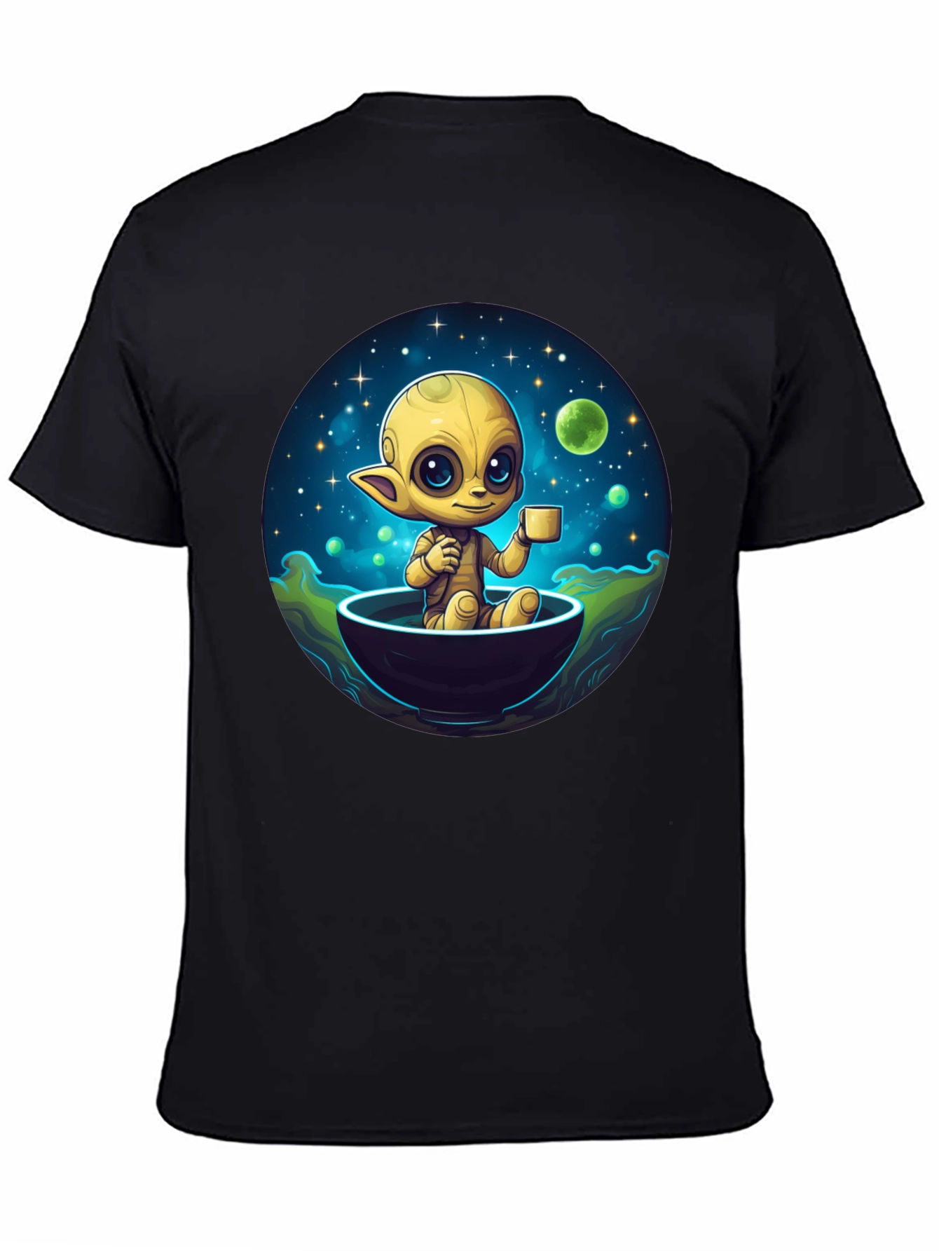 Cute Alien Drinking Coffee T-Shirt