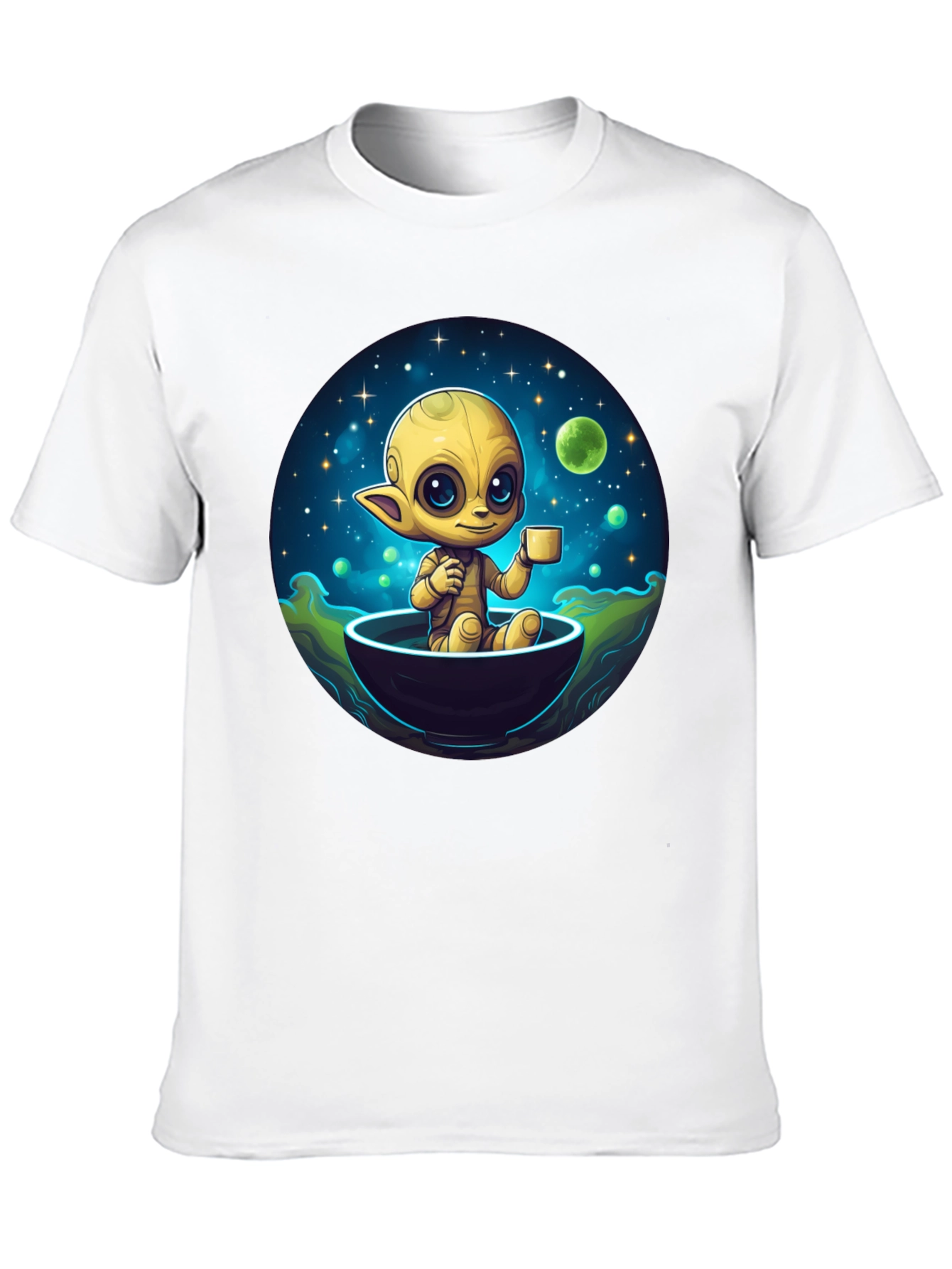 Cute Alien Drinking Coffee T-Shirt