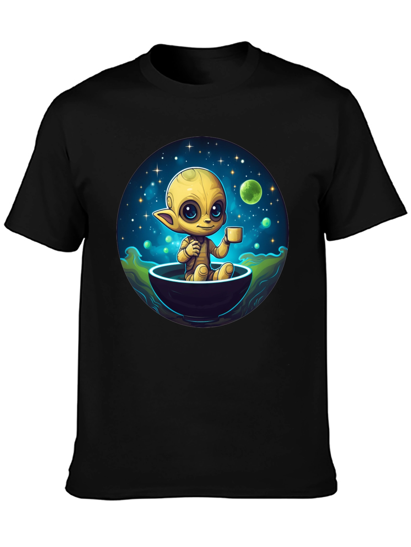 Cute Alien Drinking Coffee T-Shirt