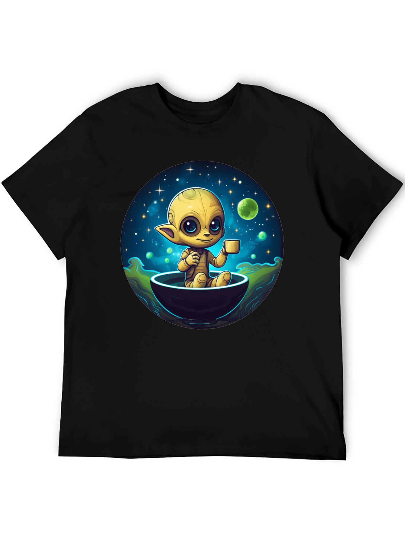 Cute Alien Drinking Coffee T-Shirt
