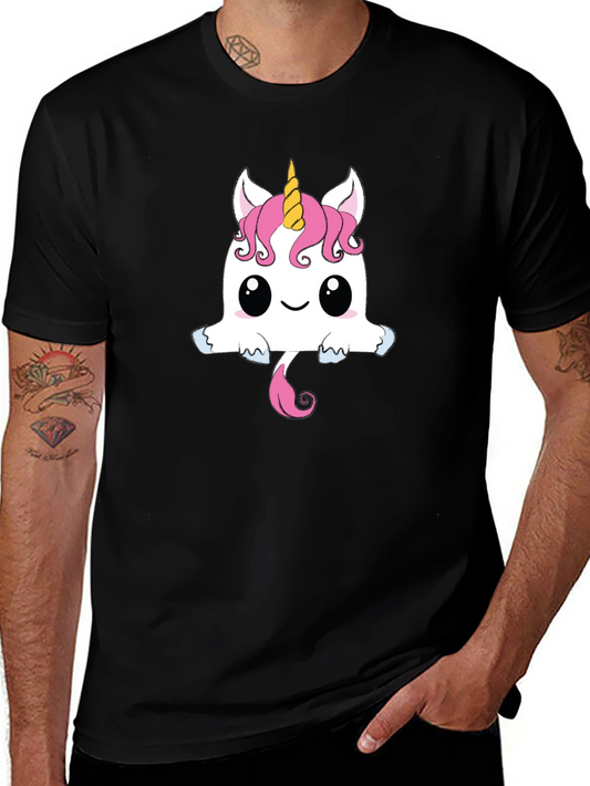 Cute Unicorn Graphic Tee - Black Cotton T-Shirt