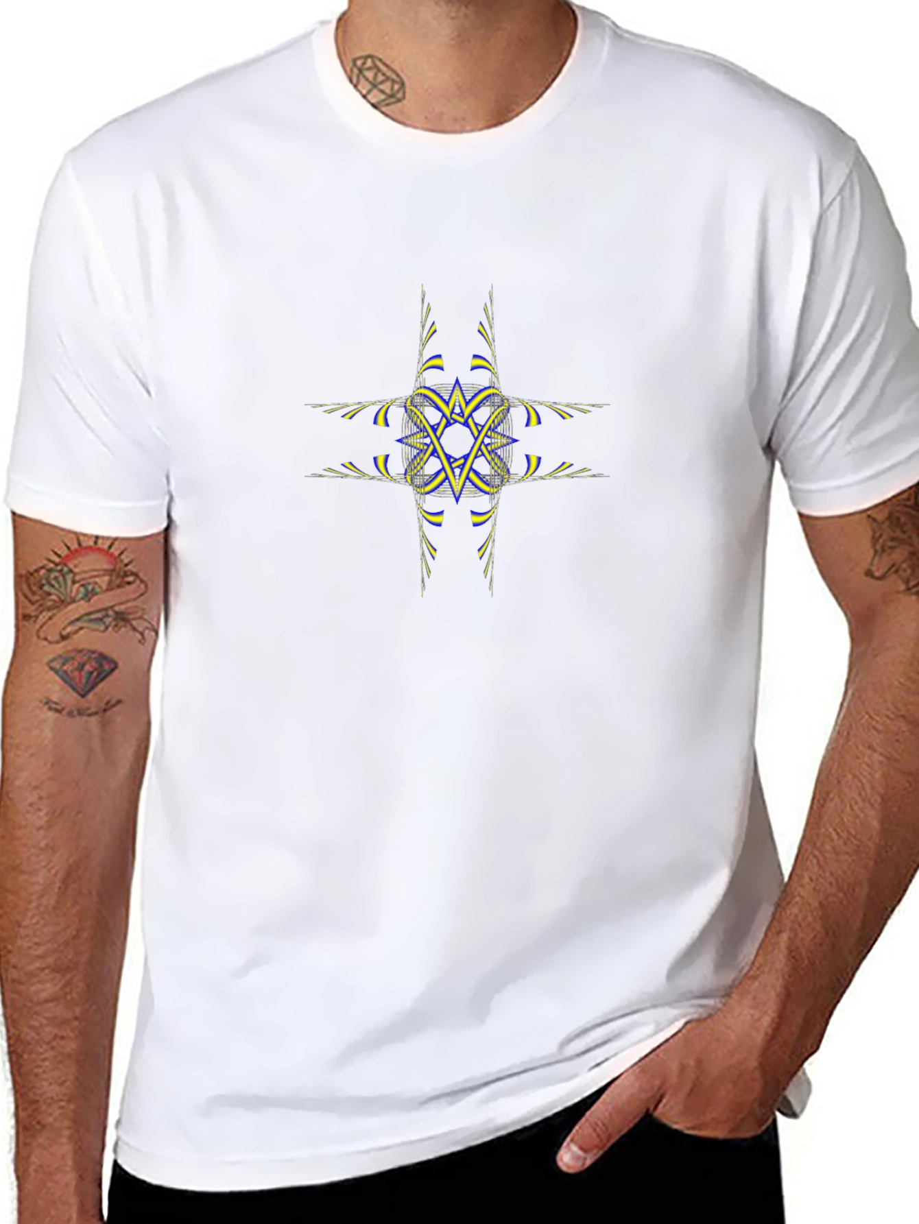 Abstract Star Graphic Tee - Black Cotton Shirt