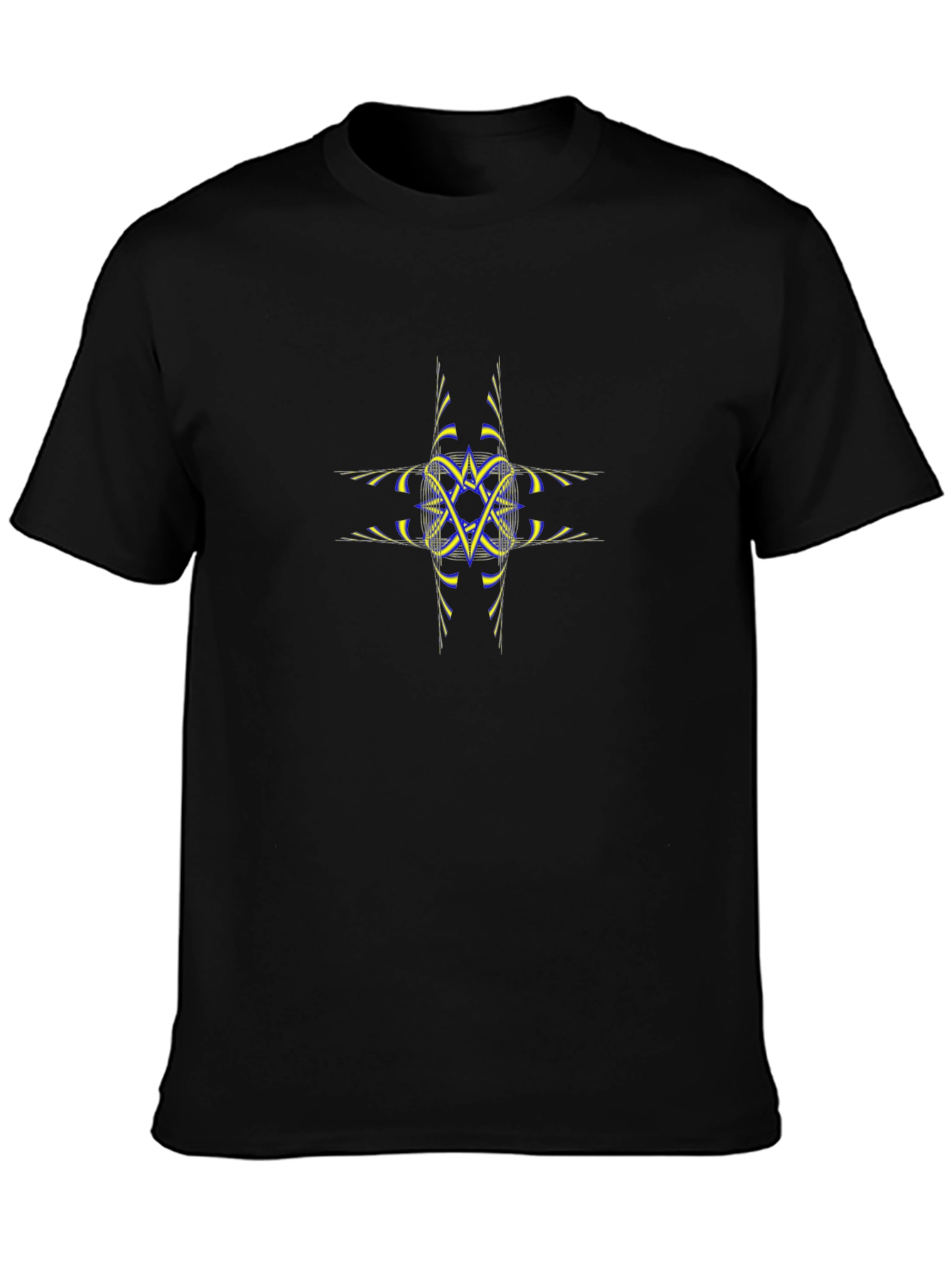 Abstract Star Graphic Tee - Black Cotton Shirt