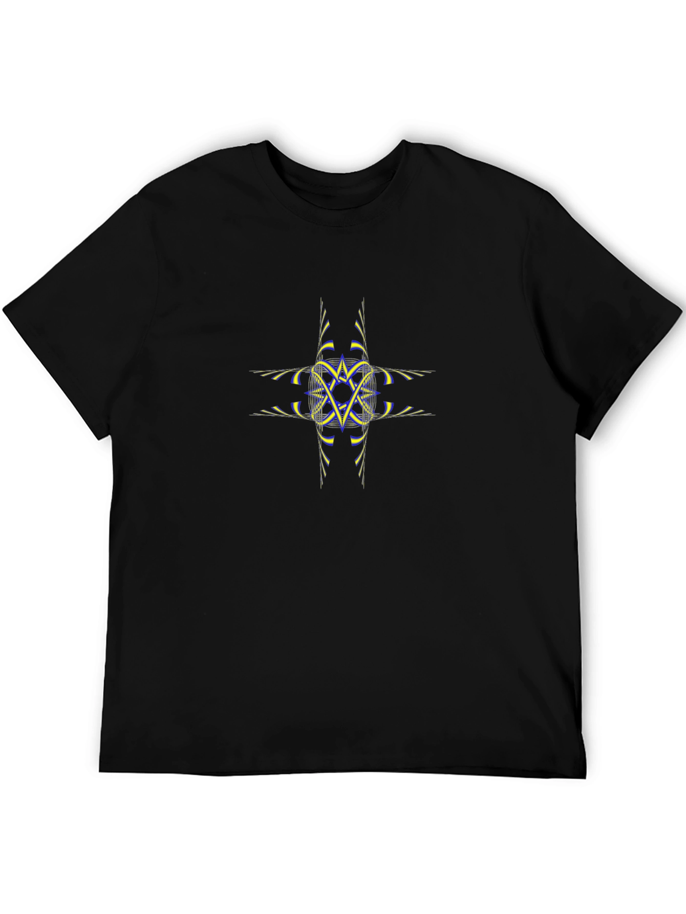 Abstract Star Graphic Tee - Black Cotton Shirt