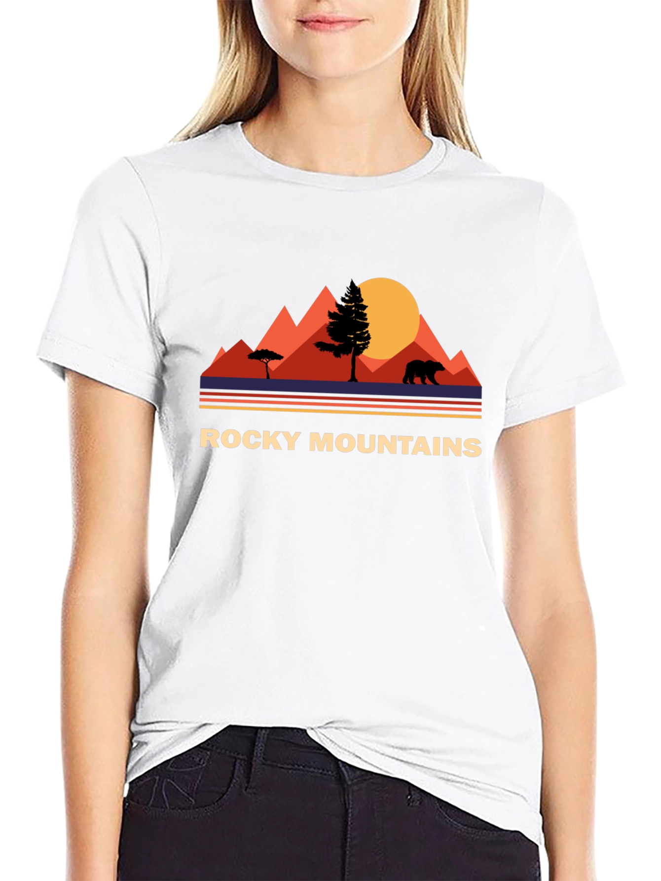 Rocky Mountains Bear Graphic Tee - Nature Adventure Shirt