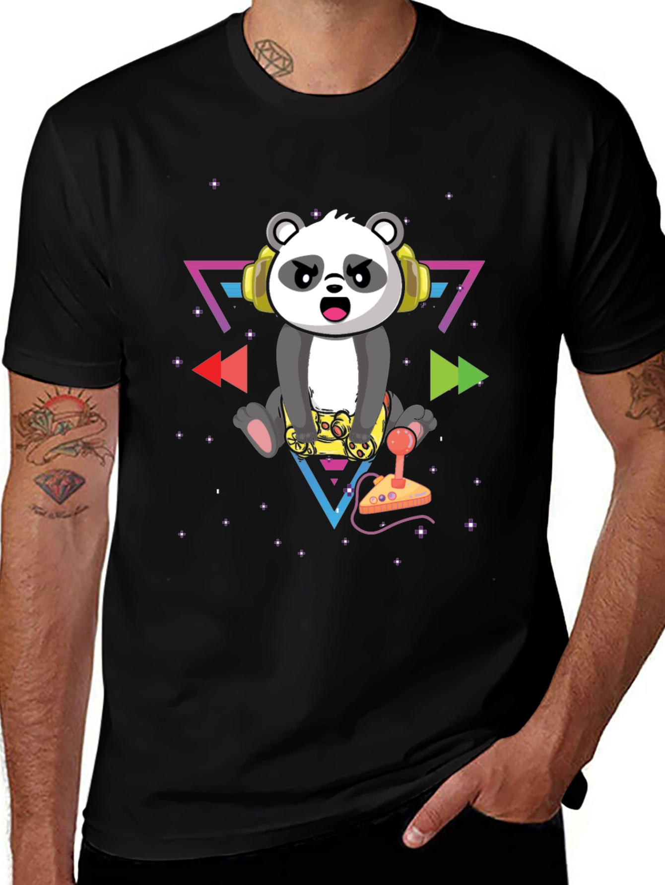 Gamer Panda Graphic T-Shirt