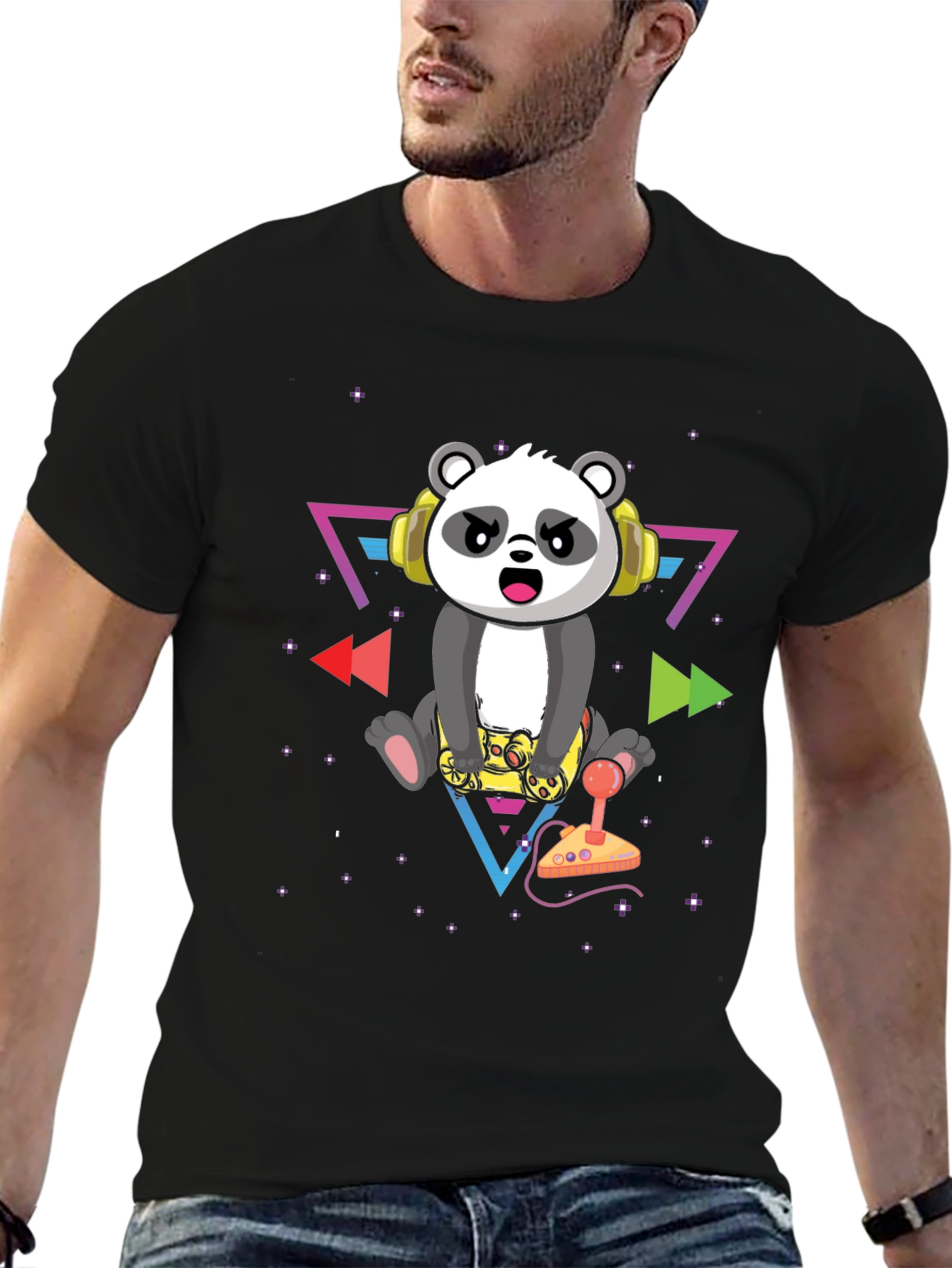 Gamer Panda Graphic T-Shirt