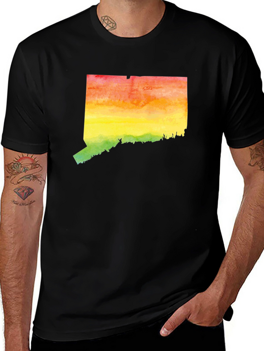 Colorful Connecticut State Pride Graphic Tee