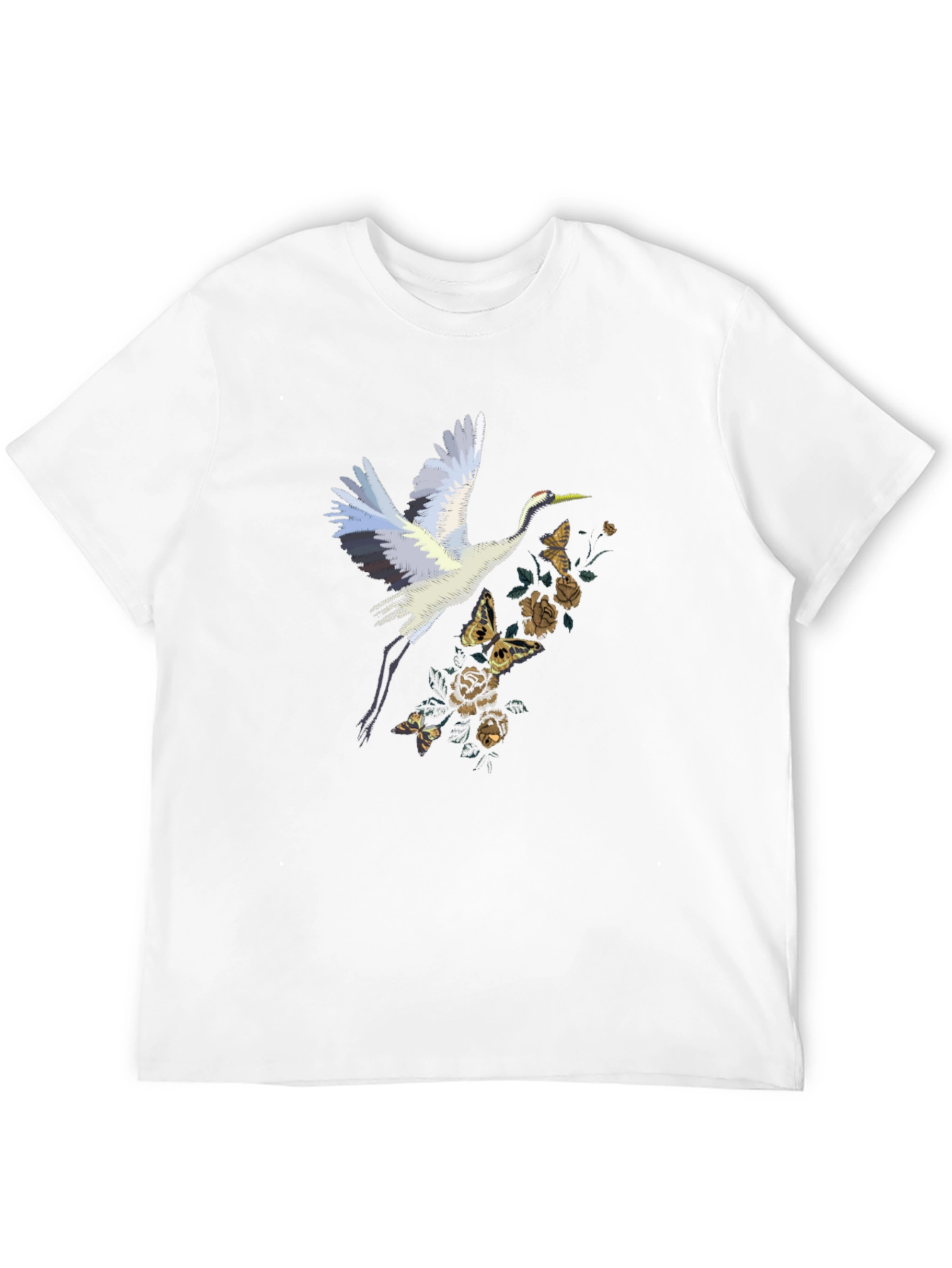 Crane & Floral Graphic Tee - Black