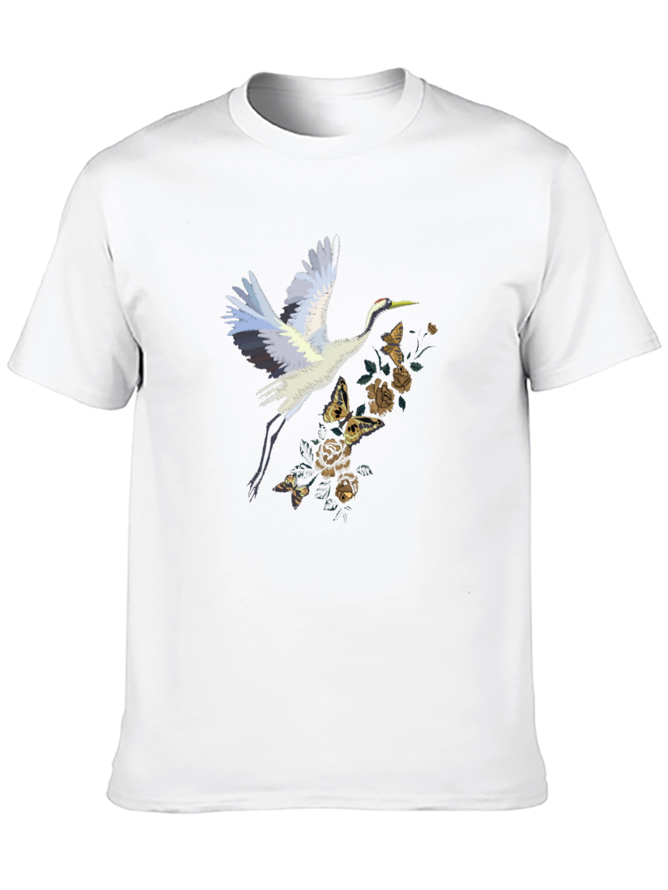 Crane & Floral Graphic Tee - Black