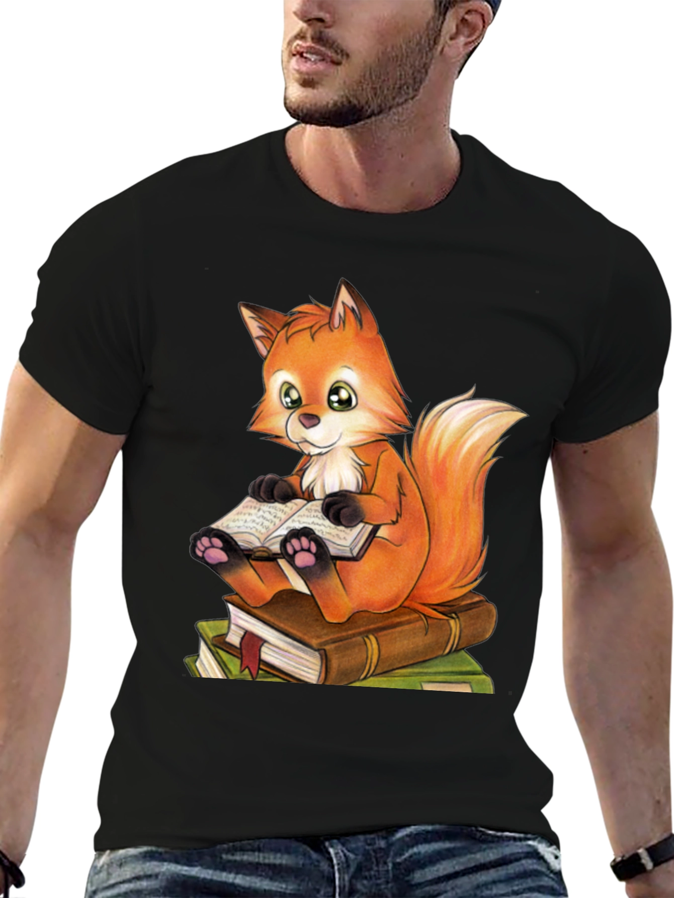 Fox Reading Book T-Shirt - Cute Animal Graphic Tee
