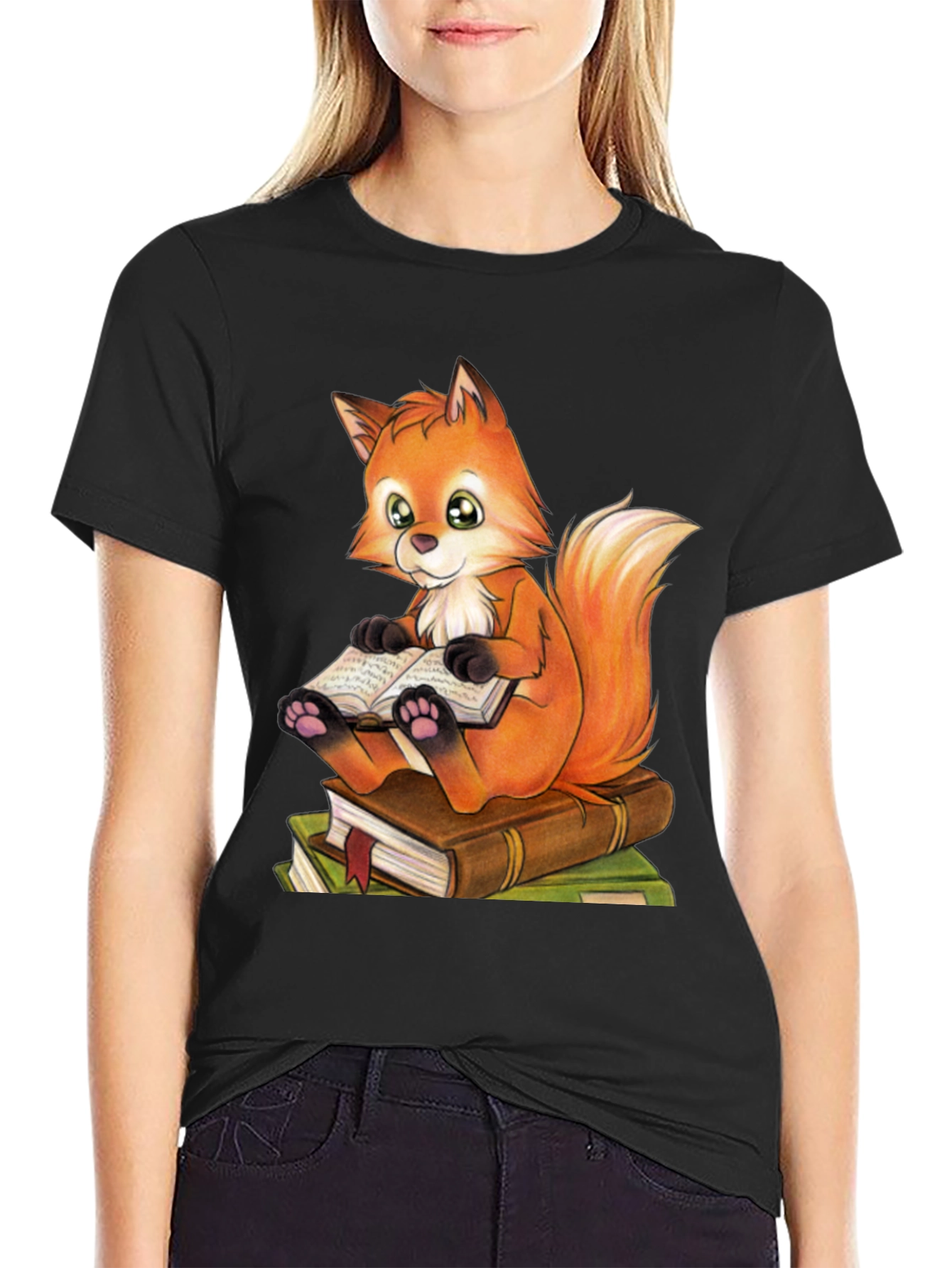 Fox Reading Book T-Shirt - Cute Animal Graphic Tee
