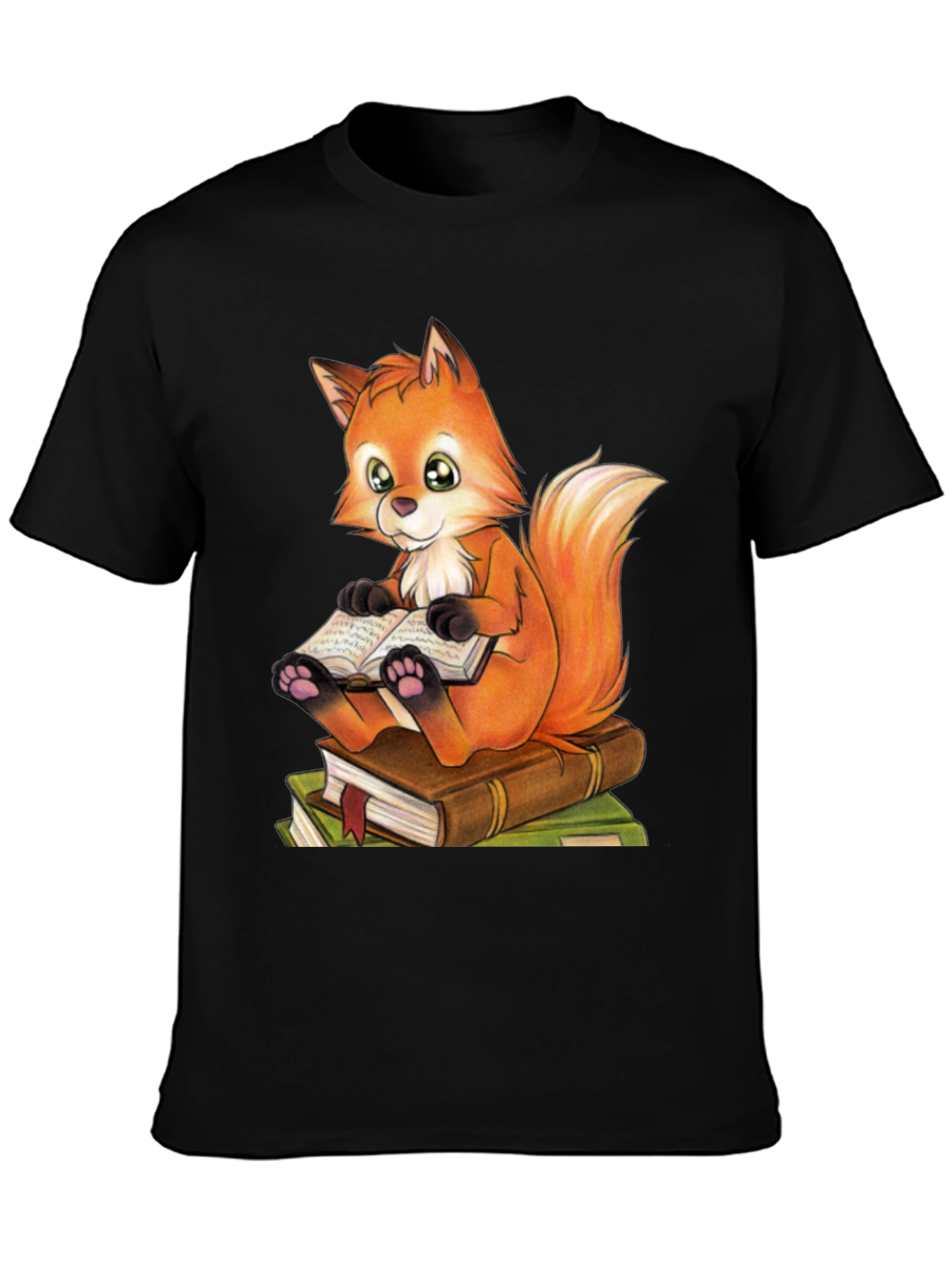 Fox Reading Book T-Shirt - Cute Animal Graphic Tee