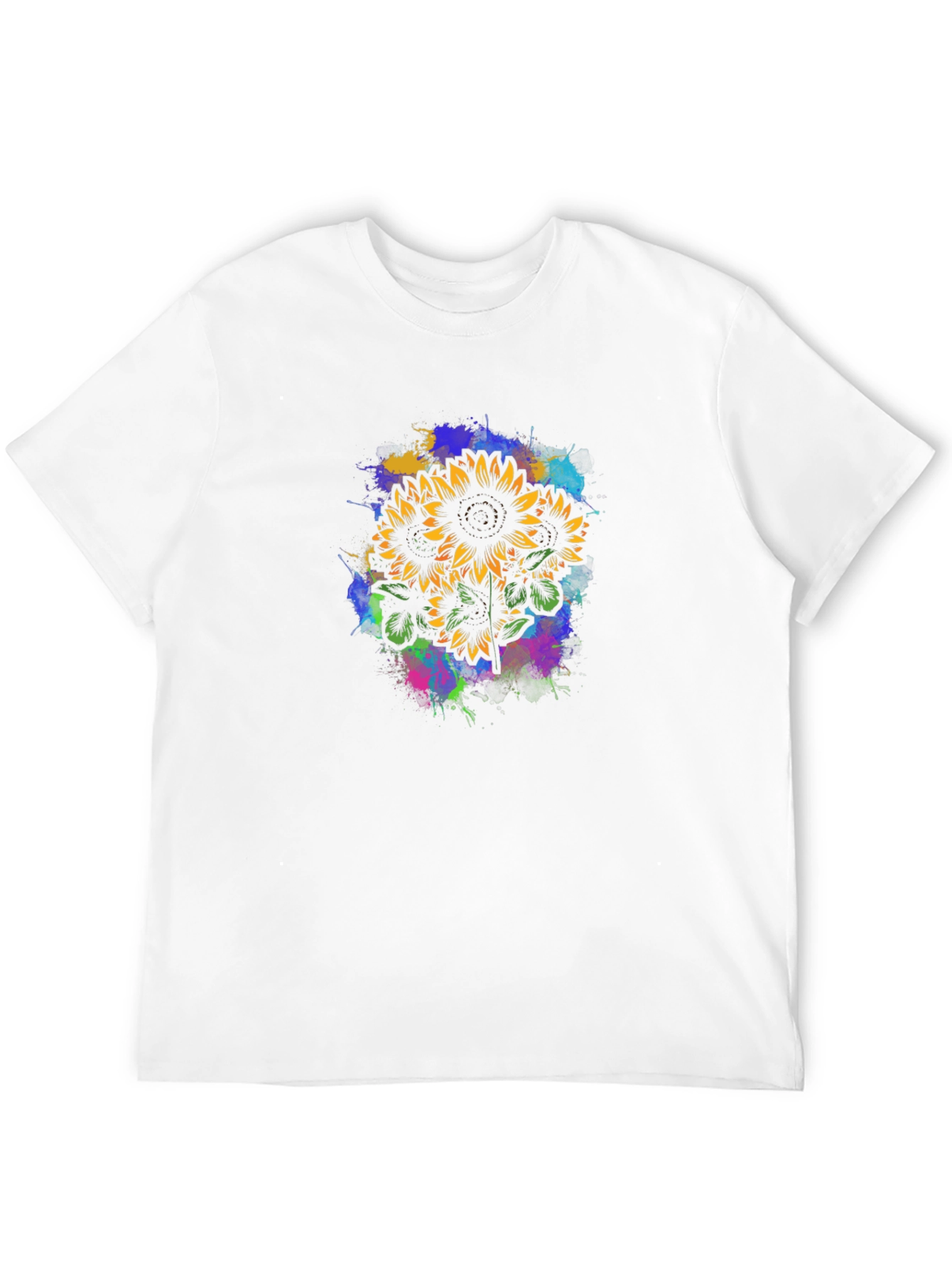 Sunflower Splatter Graphic Tee - Black