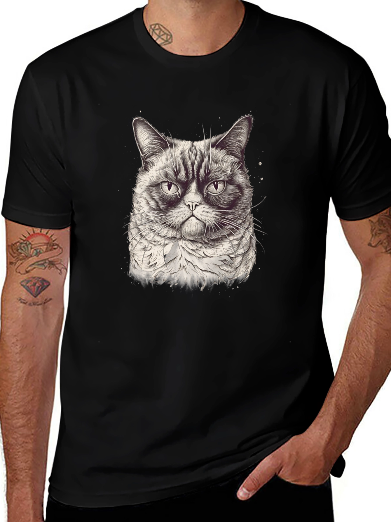 Grumpy Cat Graphic T-Shirt - Black Cotton Tee