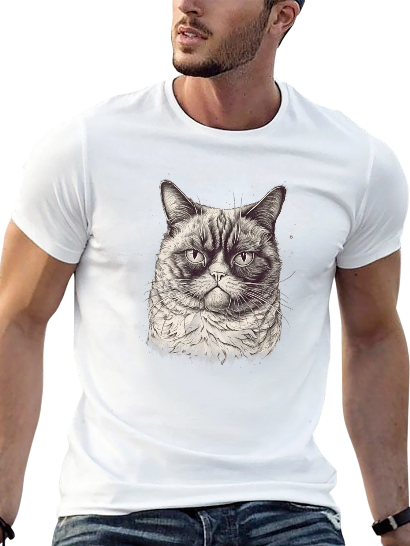 Grumpy Cat Graphic T-Shirt - Black Cotton Tee