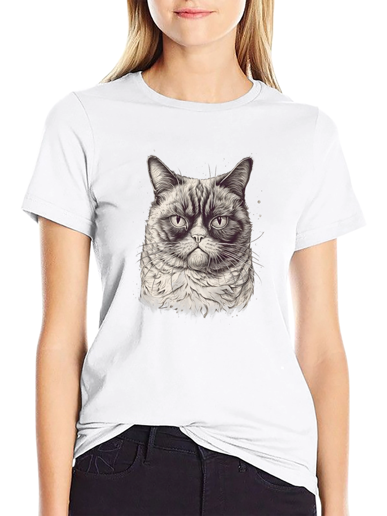 Grumpy Cat Graphic T-Shirt - Black Cotton Tee