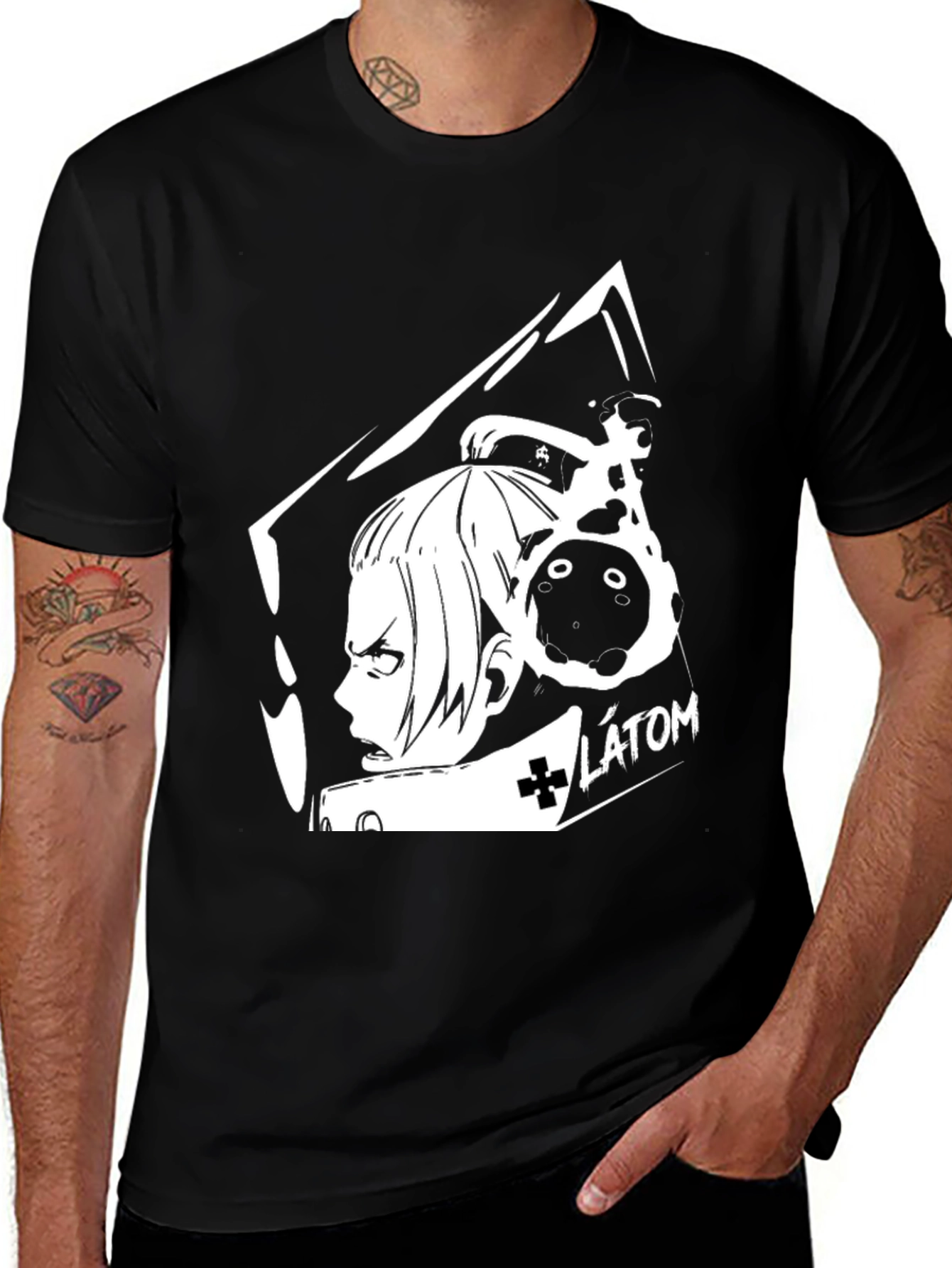 Anime Inspired Black Graphic Tee