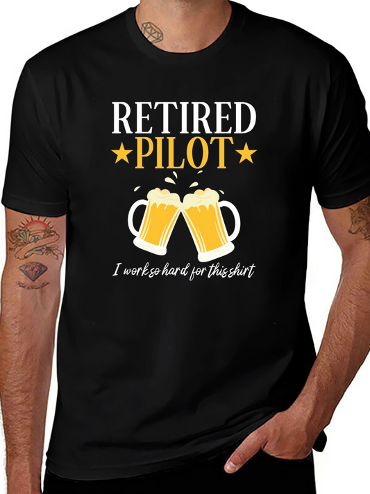 Retired Pilot Beer Mug Graphic T-Shirt