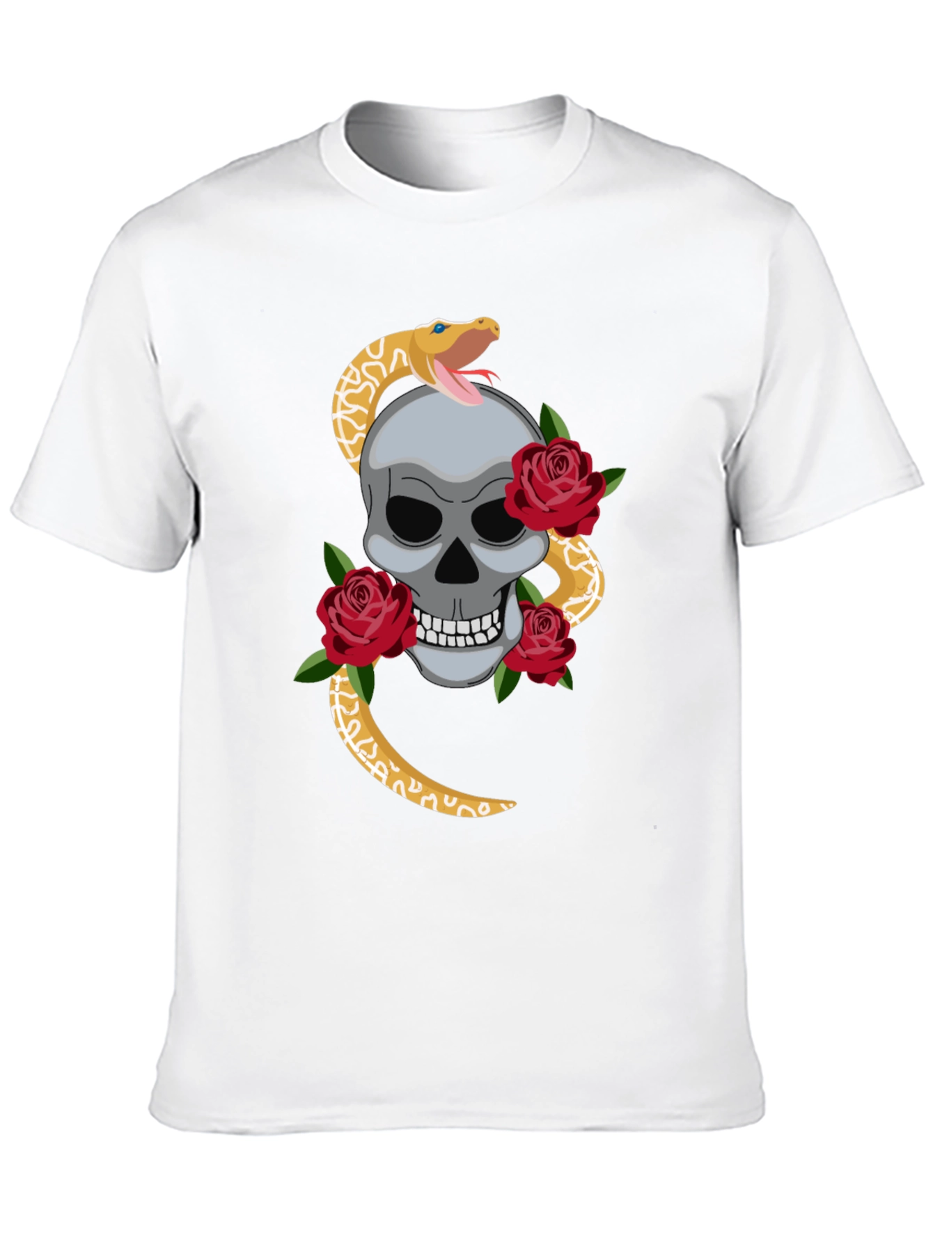 Skull Snake & Roses Graphic Tee - Black