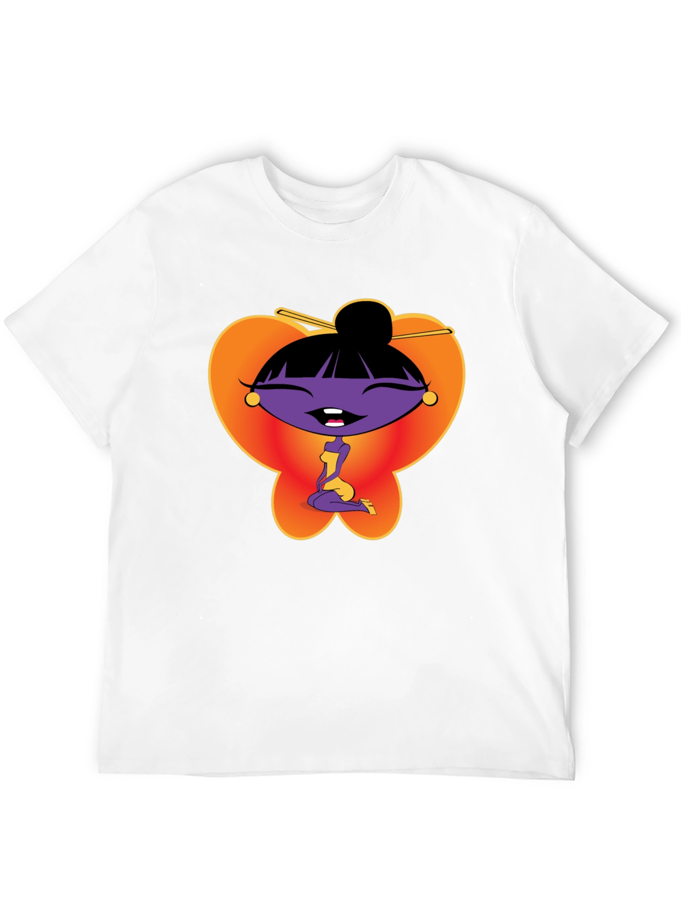 Cartoon Girl Graphic Tee - Black