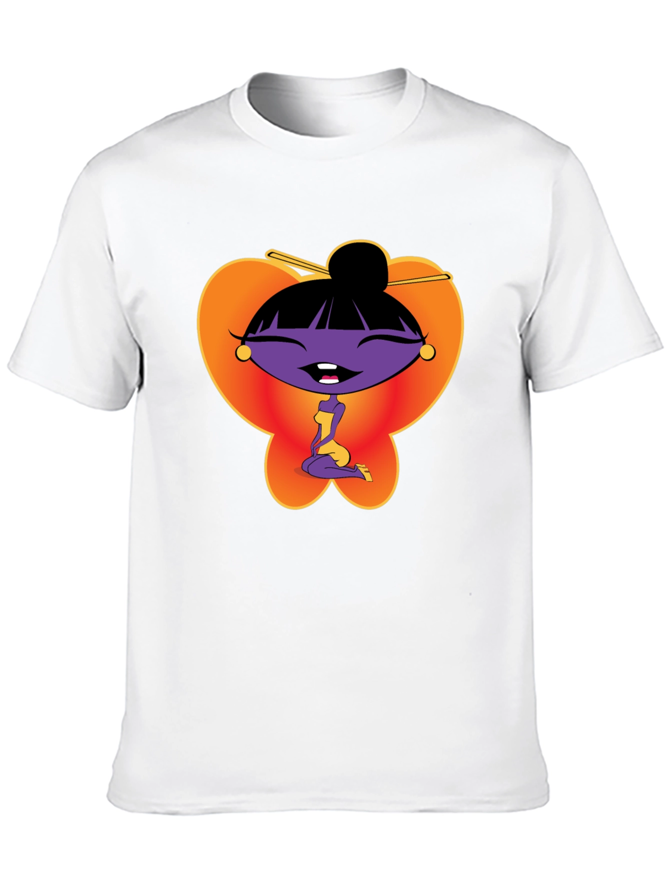 Cartoon Girl Graphic Tee - Black